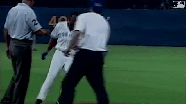 Joe Carter rounds third on his World Series-winning homer in 1993