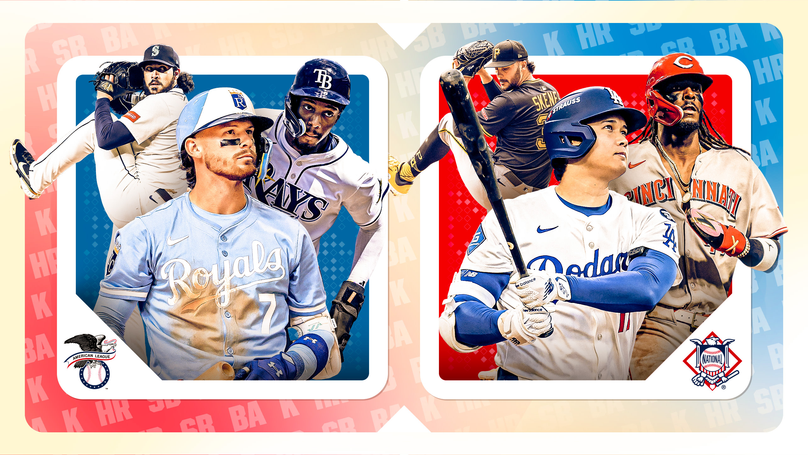 Andrés Muñoz, Bobby Witt Jr., Chandler Simpson, Paul Skenes, Shohei Ohtani and Elly De La Cruz