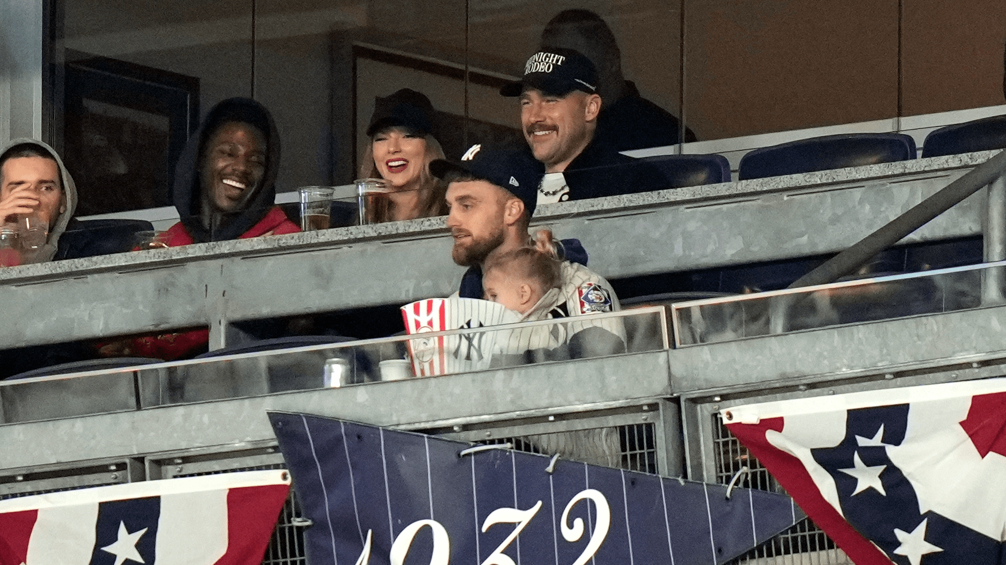 Taylor Swift and Travis Kelce in a Yankee Stadium suite