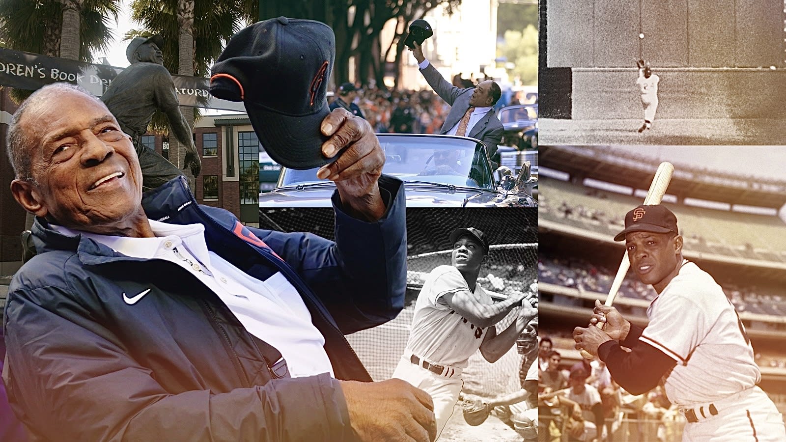 A montage of Willie Mays photos