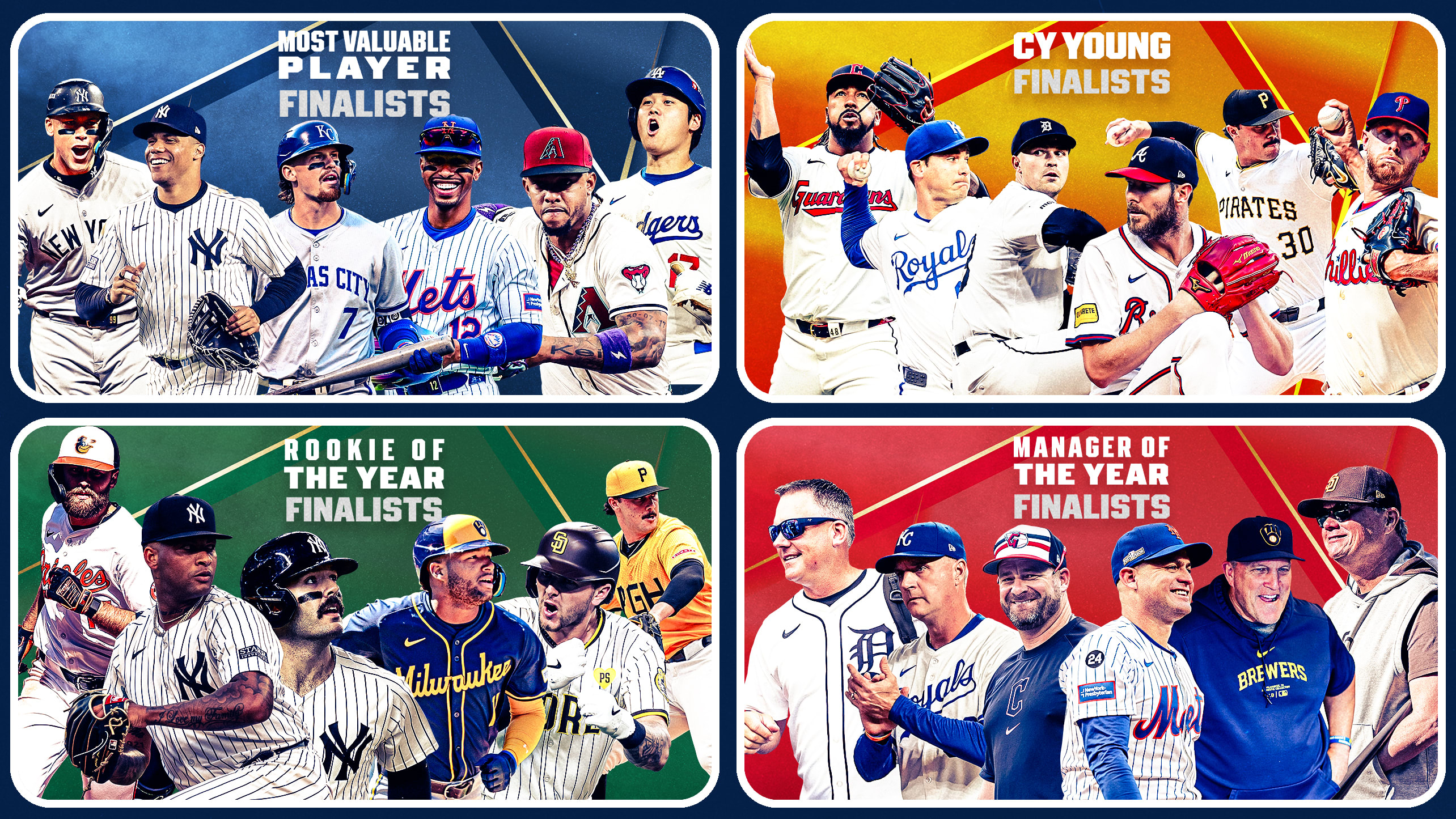 Finalists for each of the four major BBWAA awards