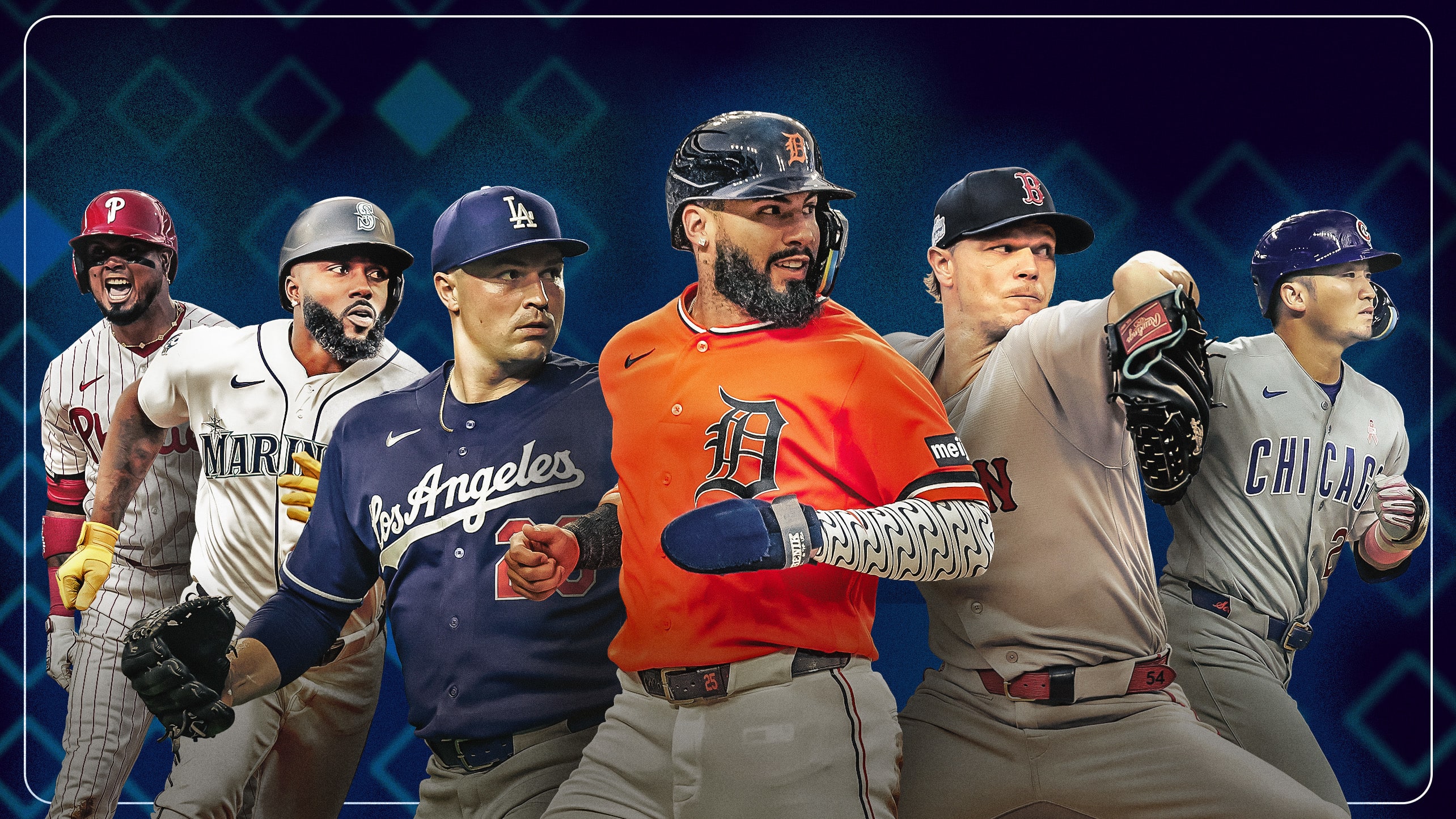 Luis Arraez, Randy Arozarena, Tarik Skubal, Gleyber Torres, Sonny Gray and Seiya Suzuki