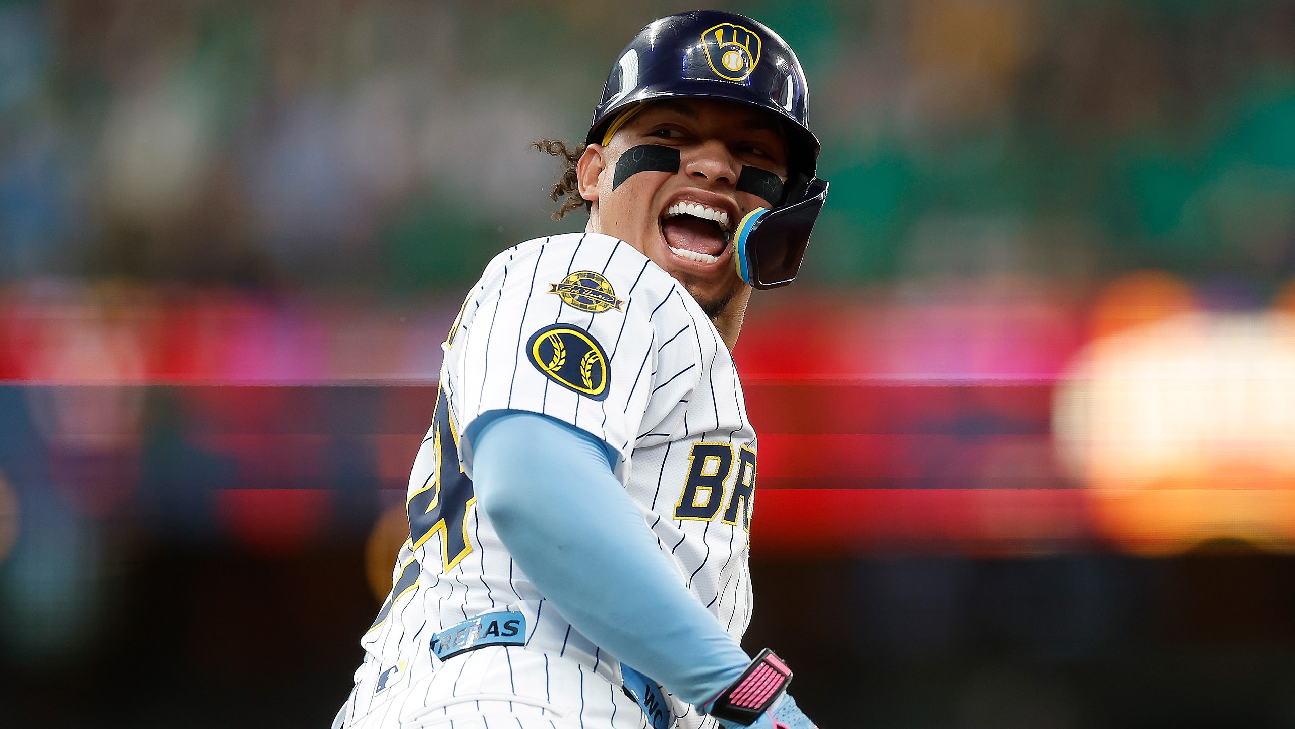 William Contreras celebrates after hitting a home run