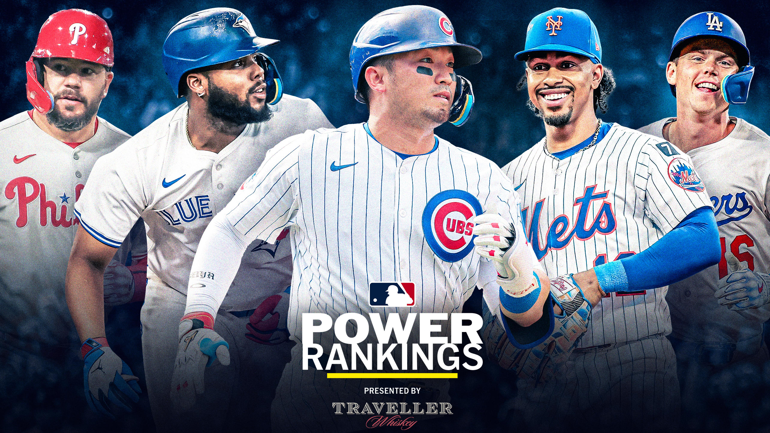 Kyle Schwarber, Vladimir Guerrero Jr., Seiya Suzuki, Francisco Lindor and Will Smith