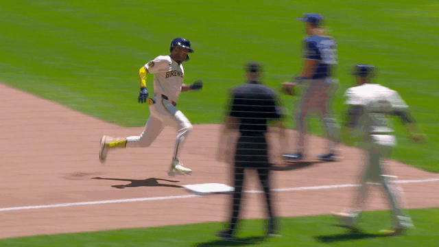 Jackson Chourio slides into home for an inside-the-park homer