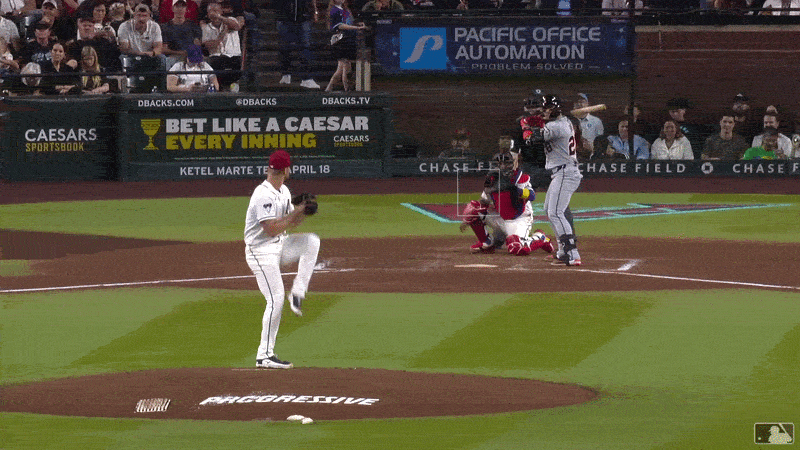 An animated GIF of Michael Soroka's immaculate inning