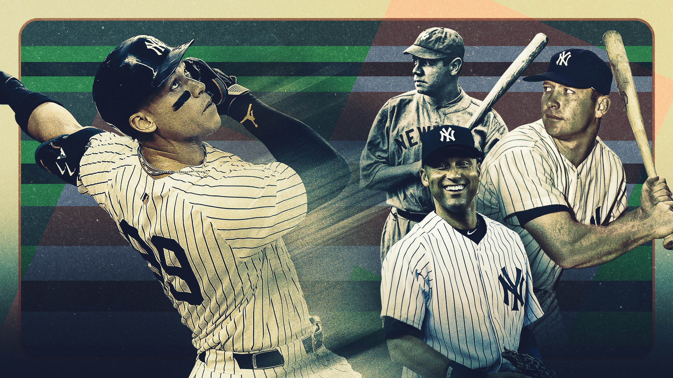 Aaron Judge, Babe Ruth, Derek Jeter and Mickey Mantle
