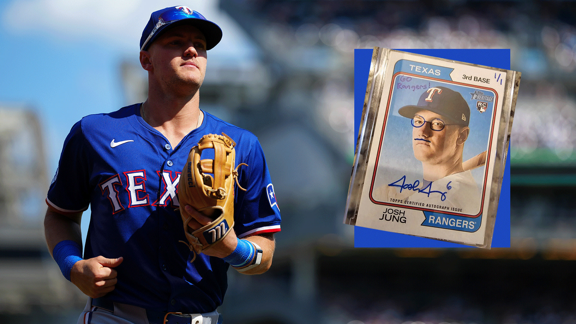 The Rangers' Josh Jung is a big baseball card collector