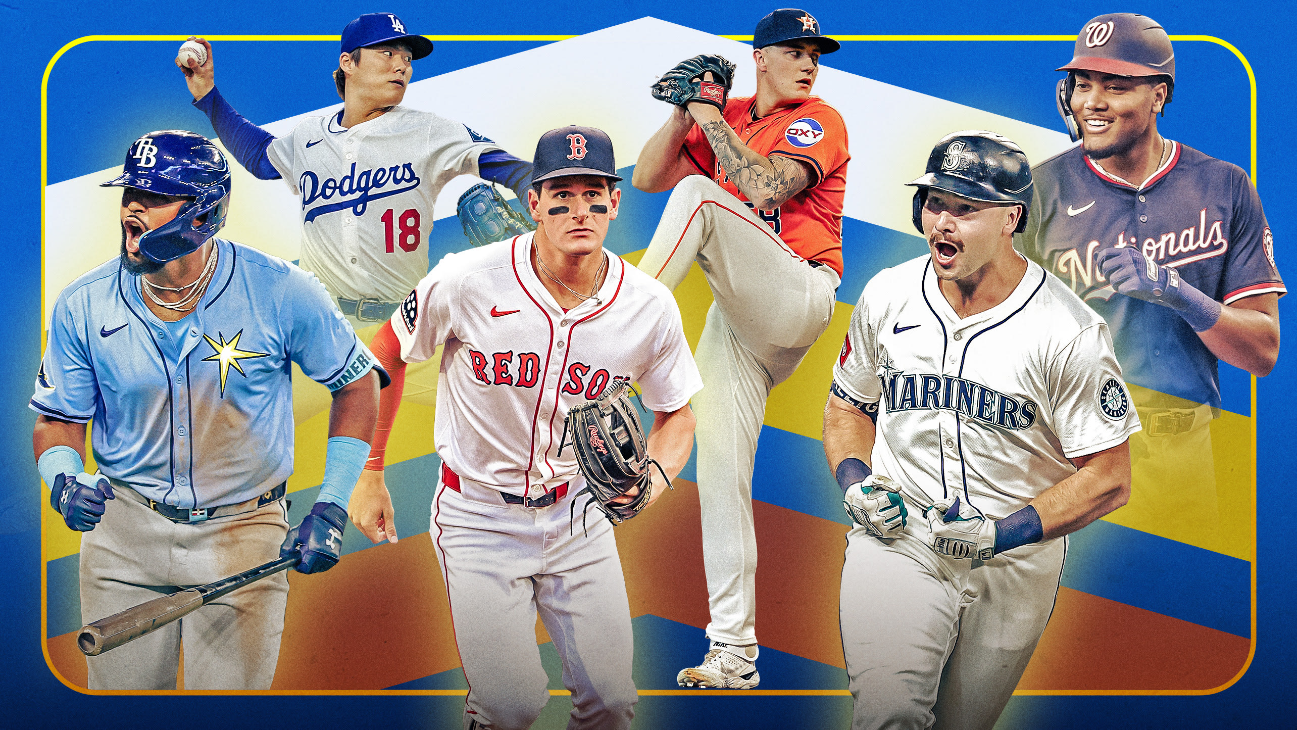 Junior Caminero, Yoshinobu Yamamoto, Roman Anthony, Hunter Brown, Cal Raleigh and James Wood