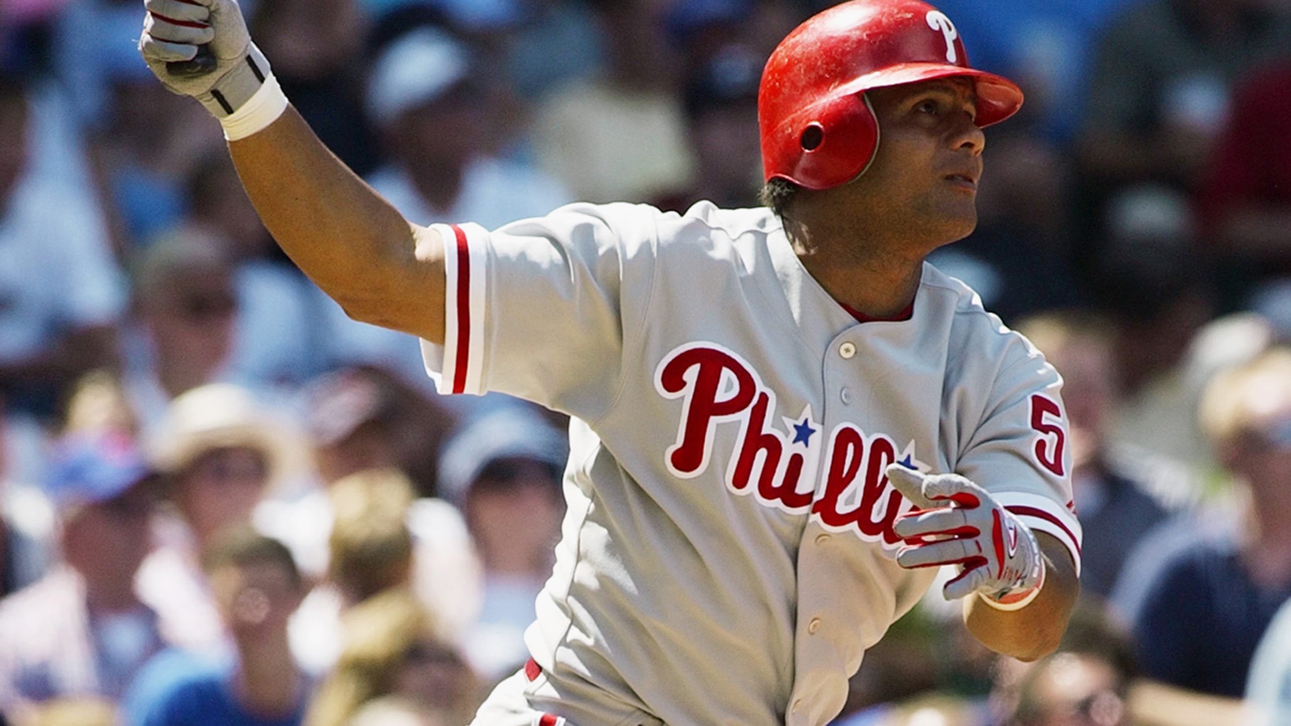 Bobby Abreu watches a fly ball