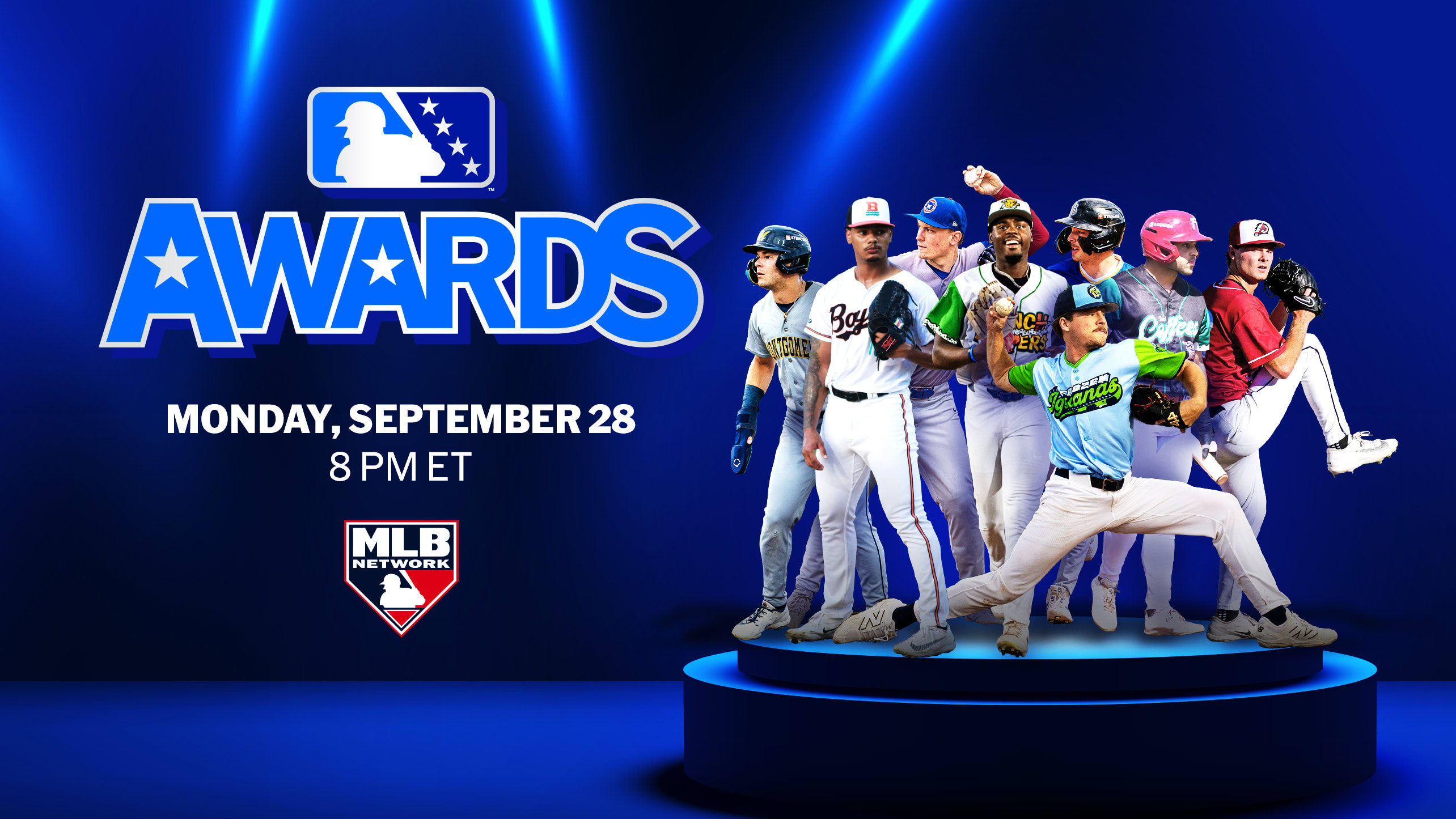 Images of top Minor League players with logo for the MiLB Awards