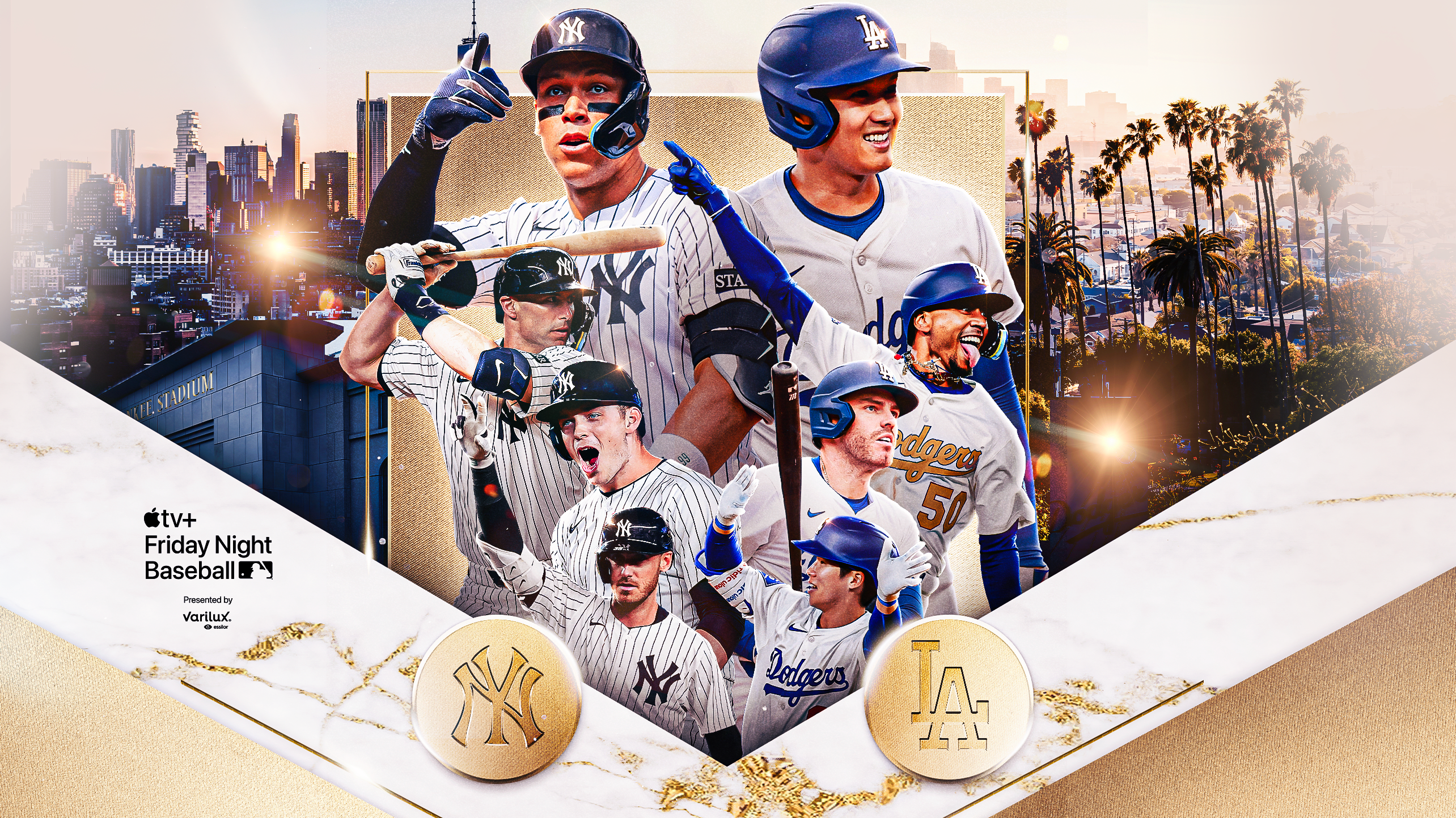 A collage of players from the Yankees and Dodgers