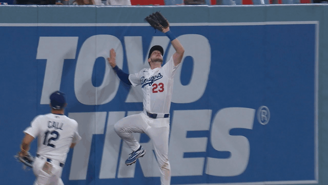 An animated gif of Kyle Tucker robbing a home run