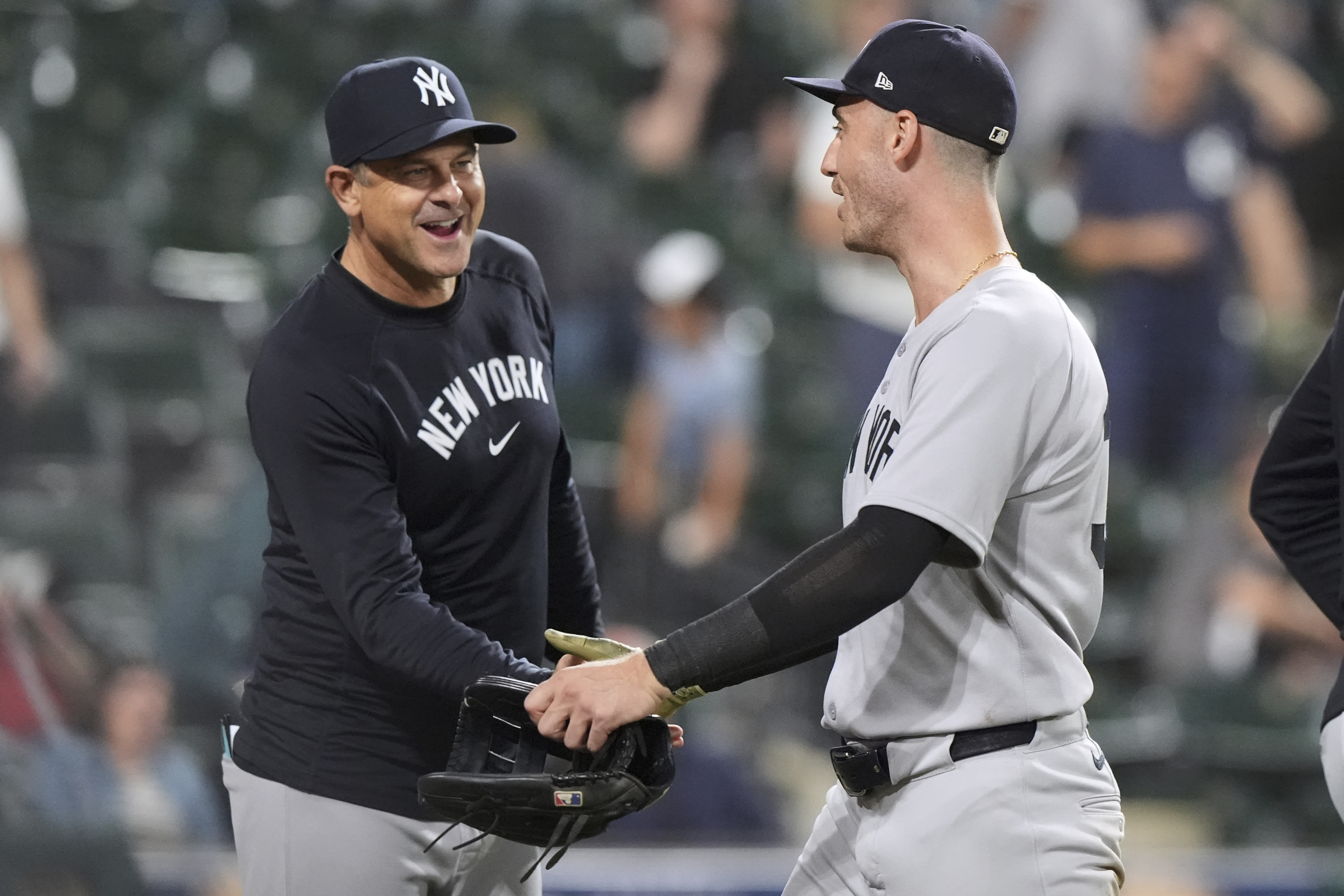 Aaron Boone and Cody Bellinger