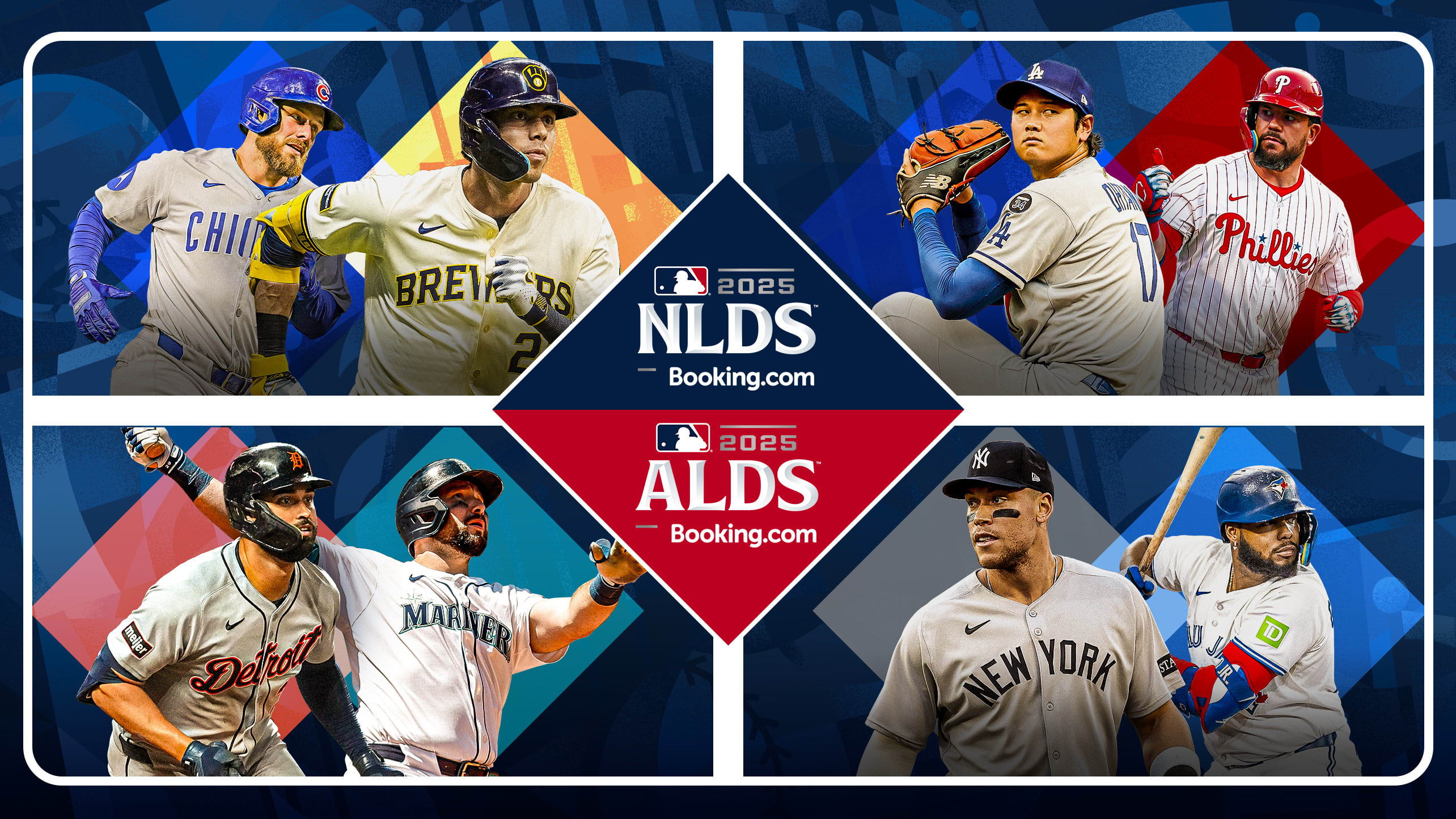 Cubs-Brewers and Dodgers-Phillies in the NLDS; Tigers-Mariners and Yankees-Blue Jays in the ALDS