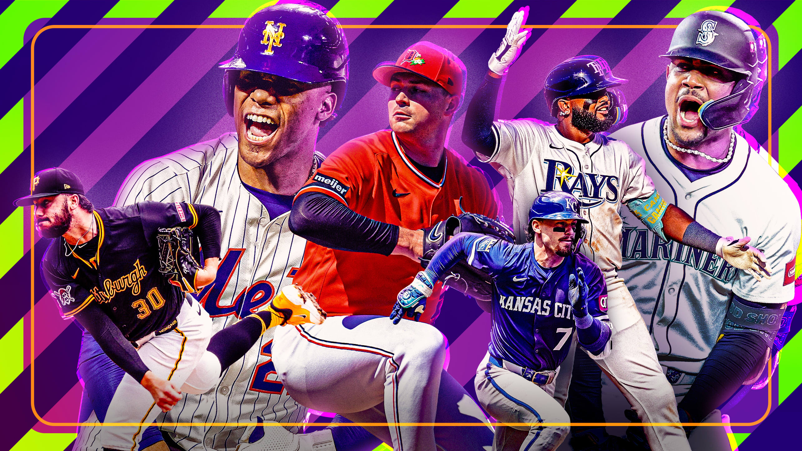 Paul Skenes, Juan Soto, Tarik Skubal, Bobby Witt Jr., Junior Caminero and Julio Rodríguez 