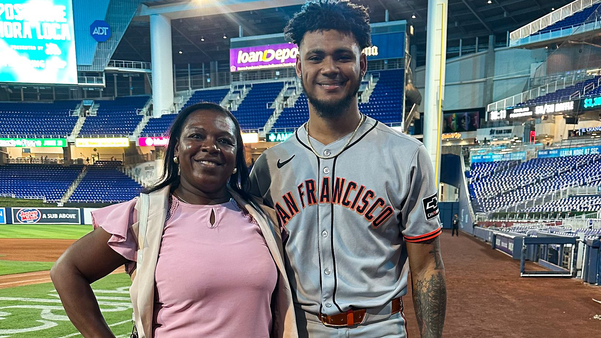 Camilo Doval with his mother