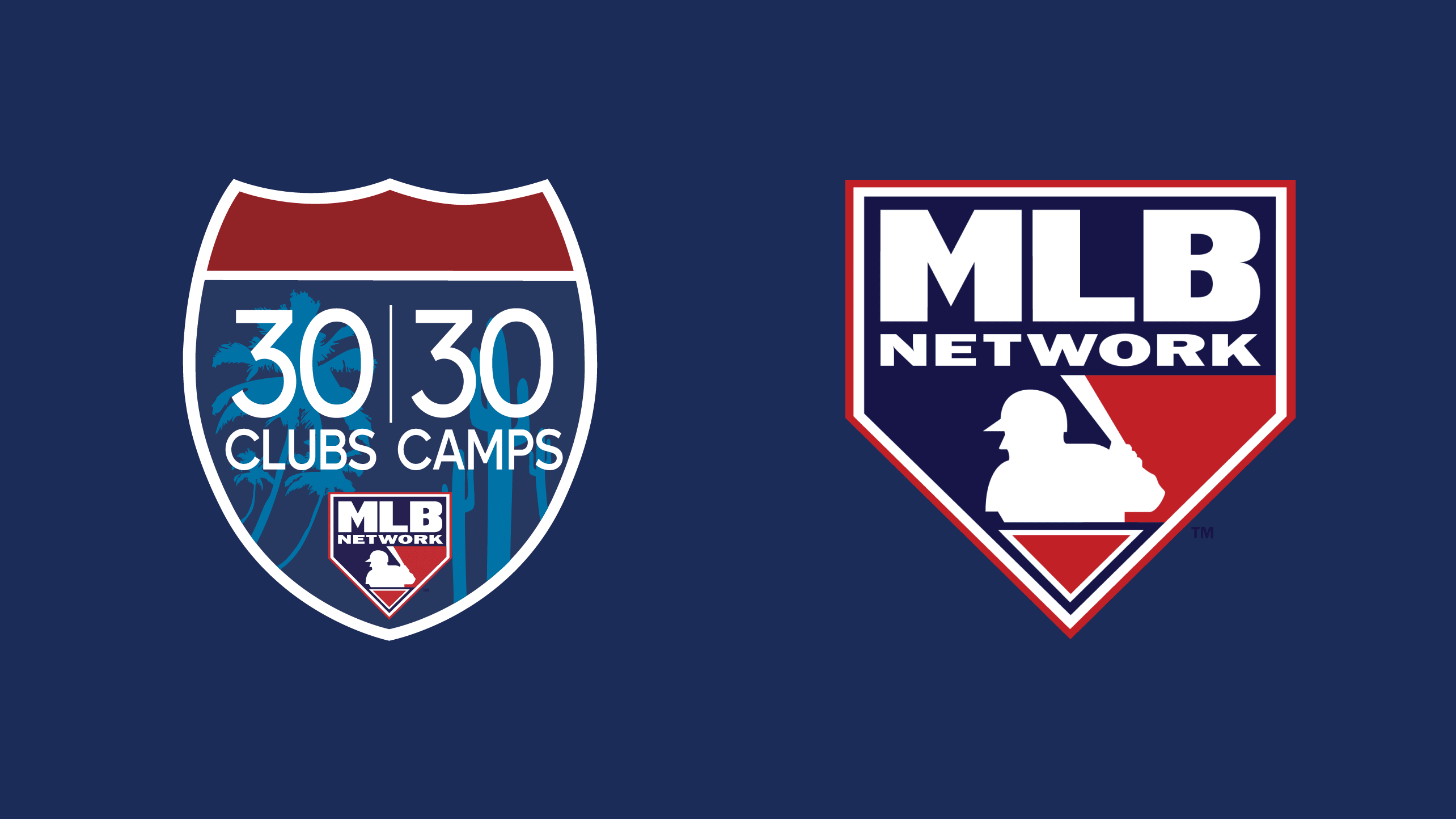 Logos for the program 30 Clubs, 30 Camps and MLB Network