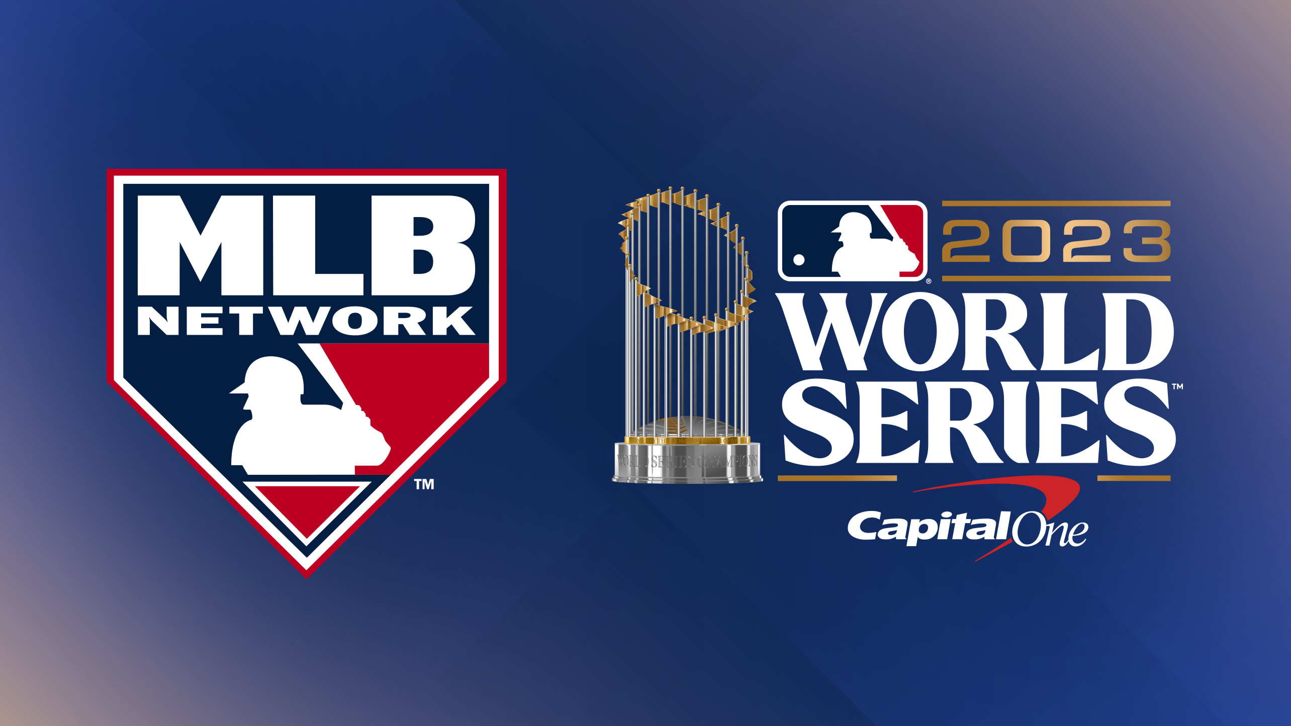 Logos for MLB Network and the 2023 World Series