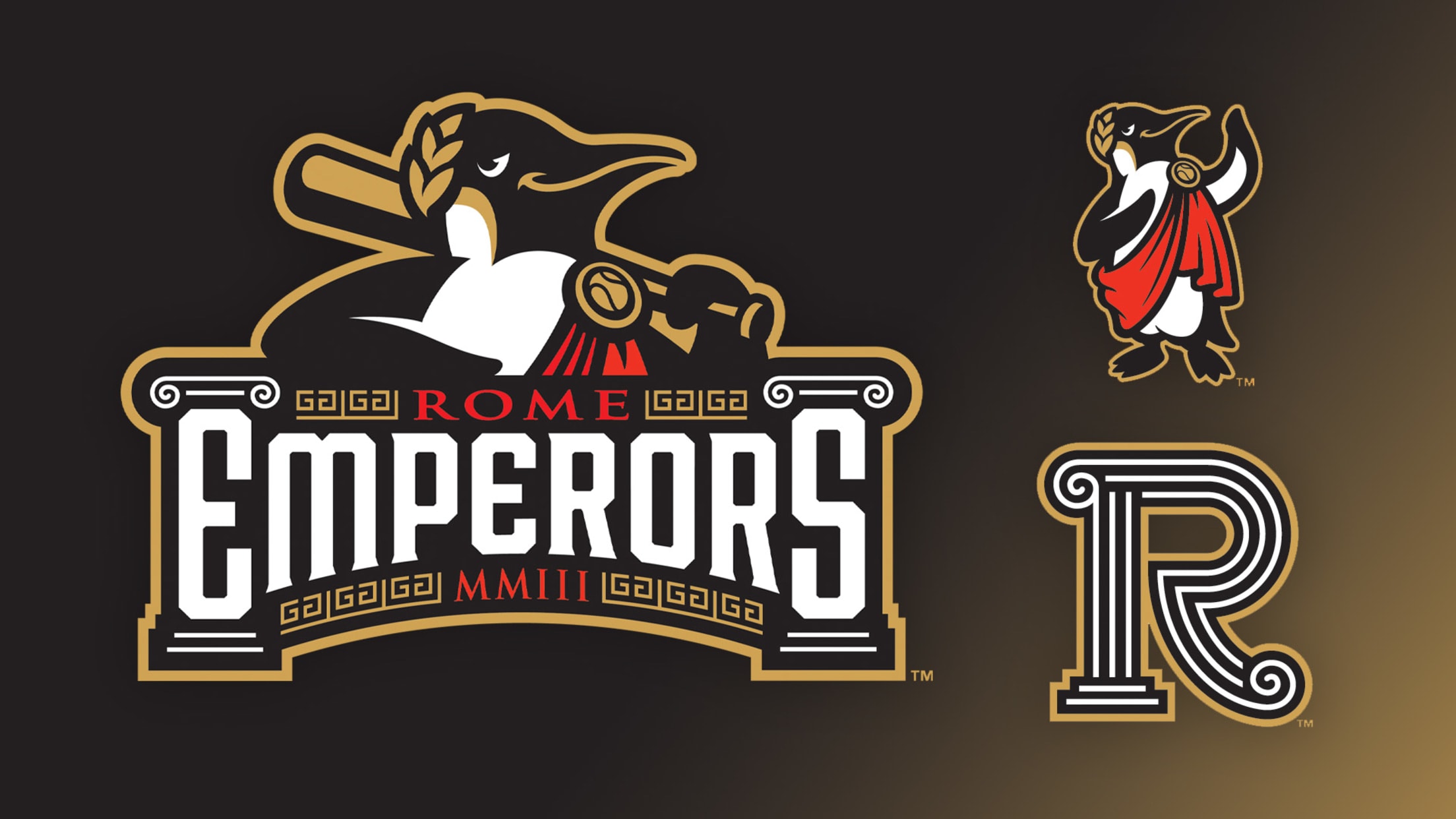 The logos for the Rome Emperors Minor League team