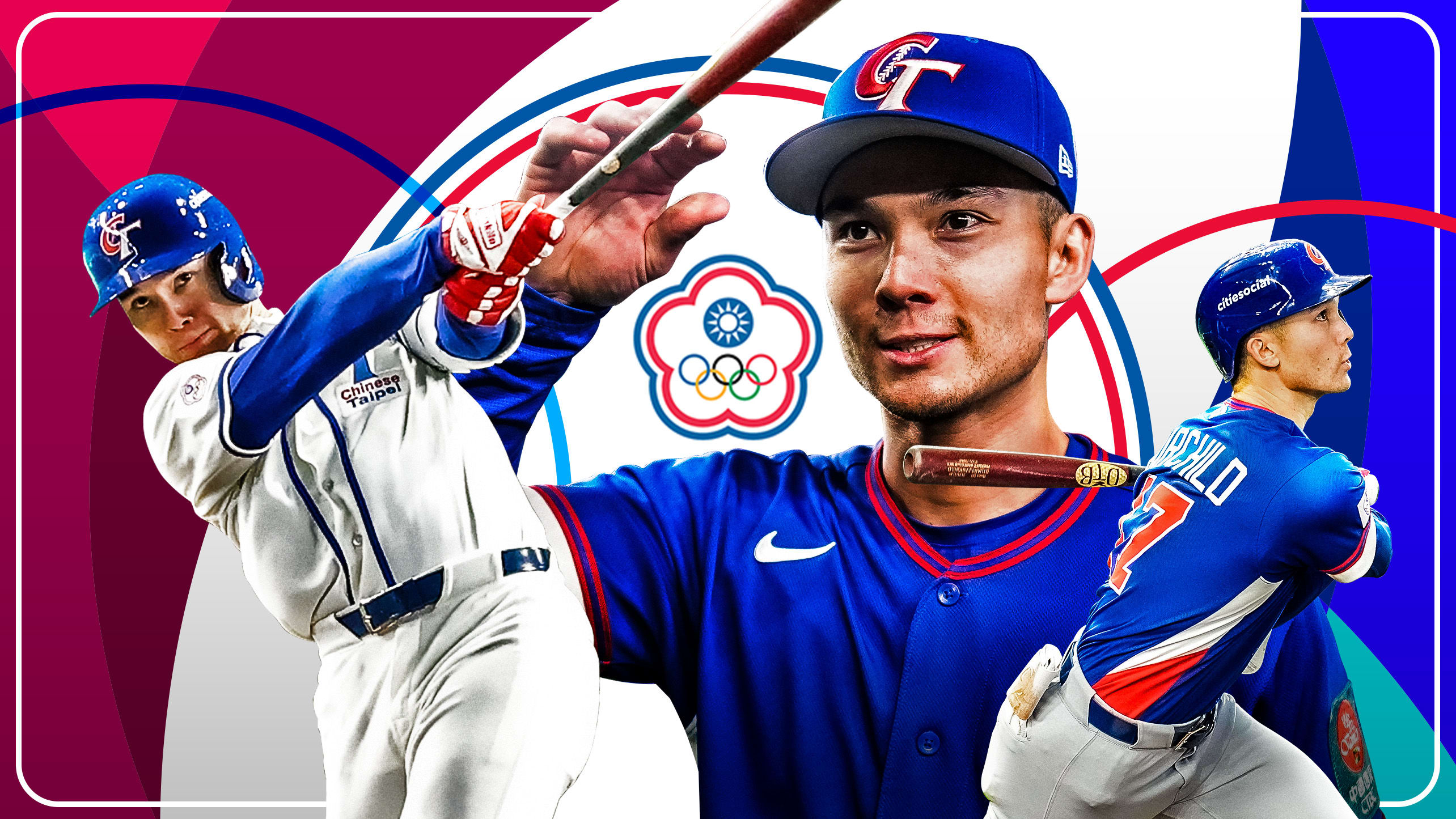 Three images of Stuart Fairchild playing for Chinese Taipei