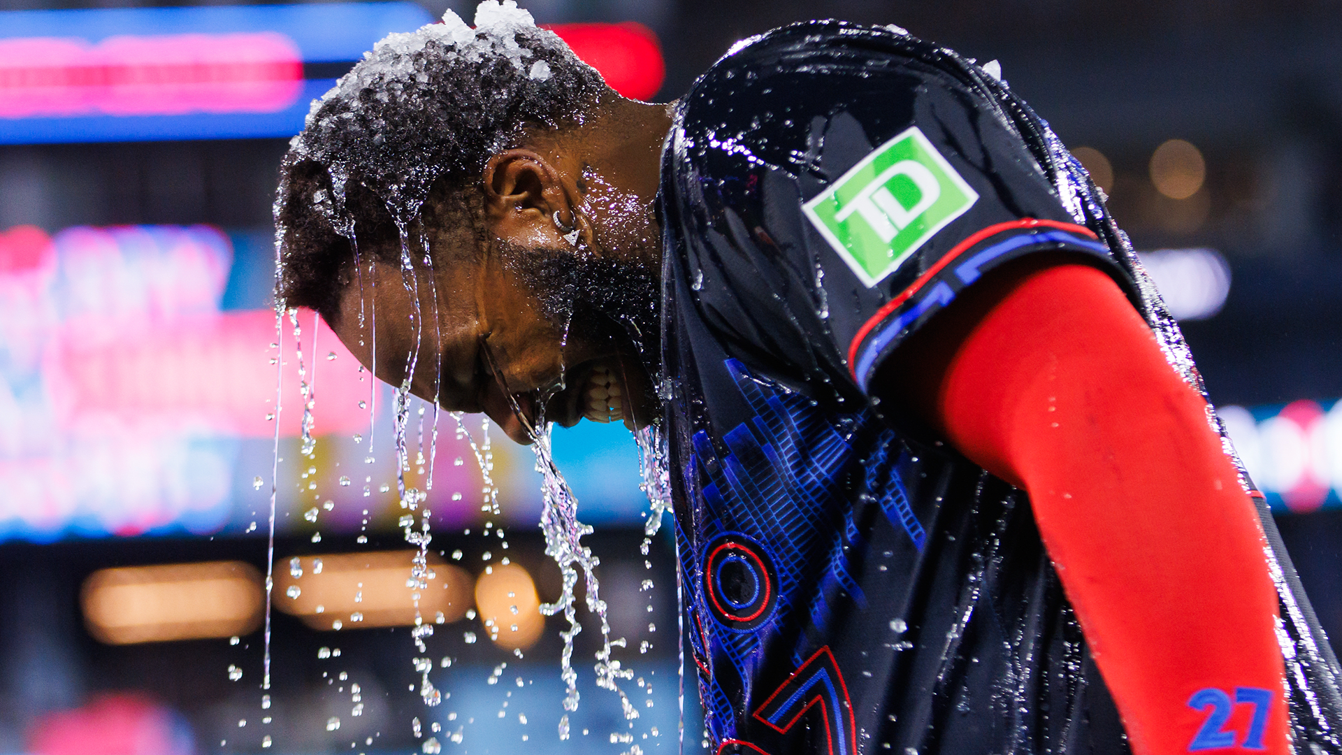 Vladimir Guerrero Jr. doused in water