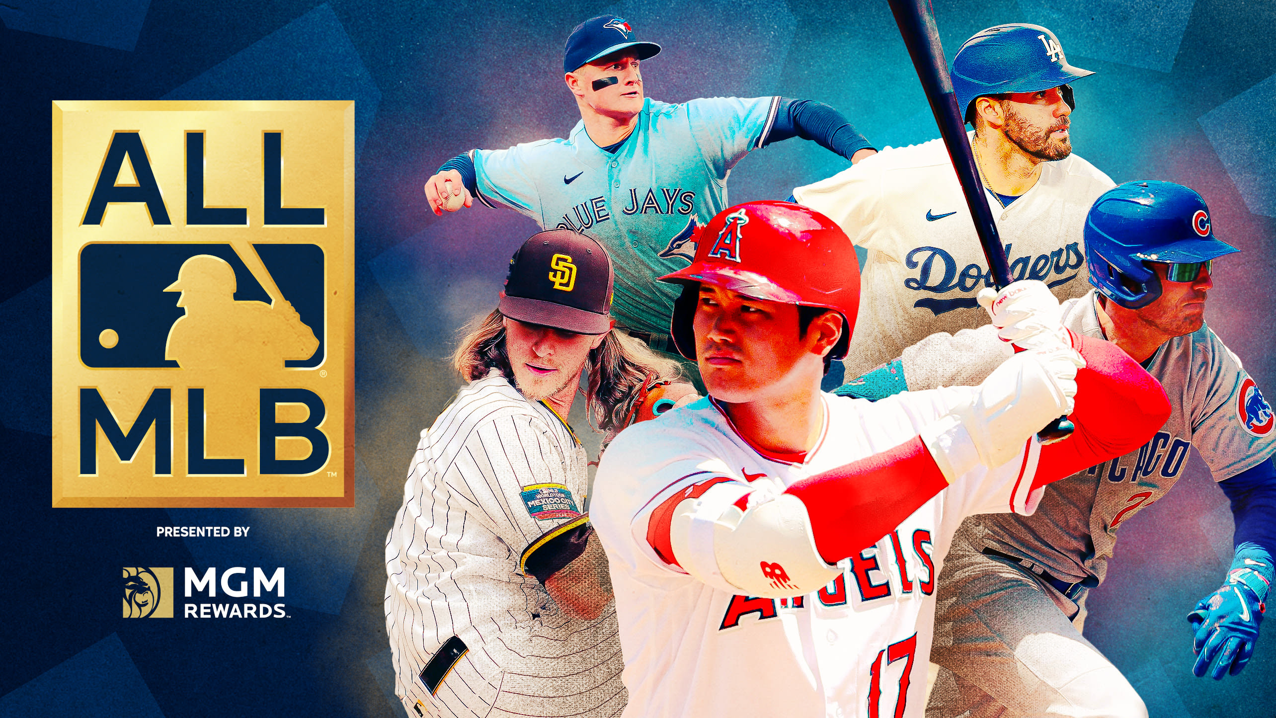 A photo illustration featuring Josh Hader, Matt Chapman, Shohei Ohtani, J.D. Martinez and Cody Bellinger