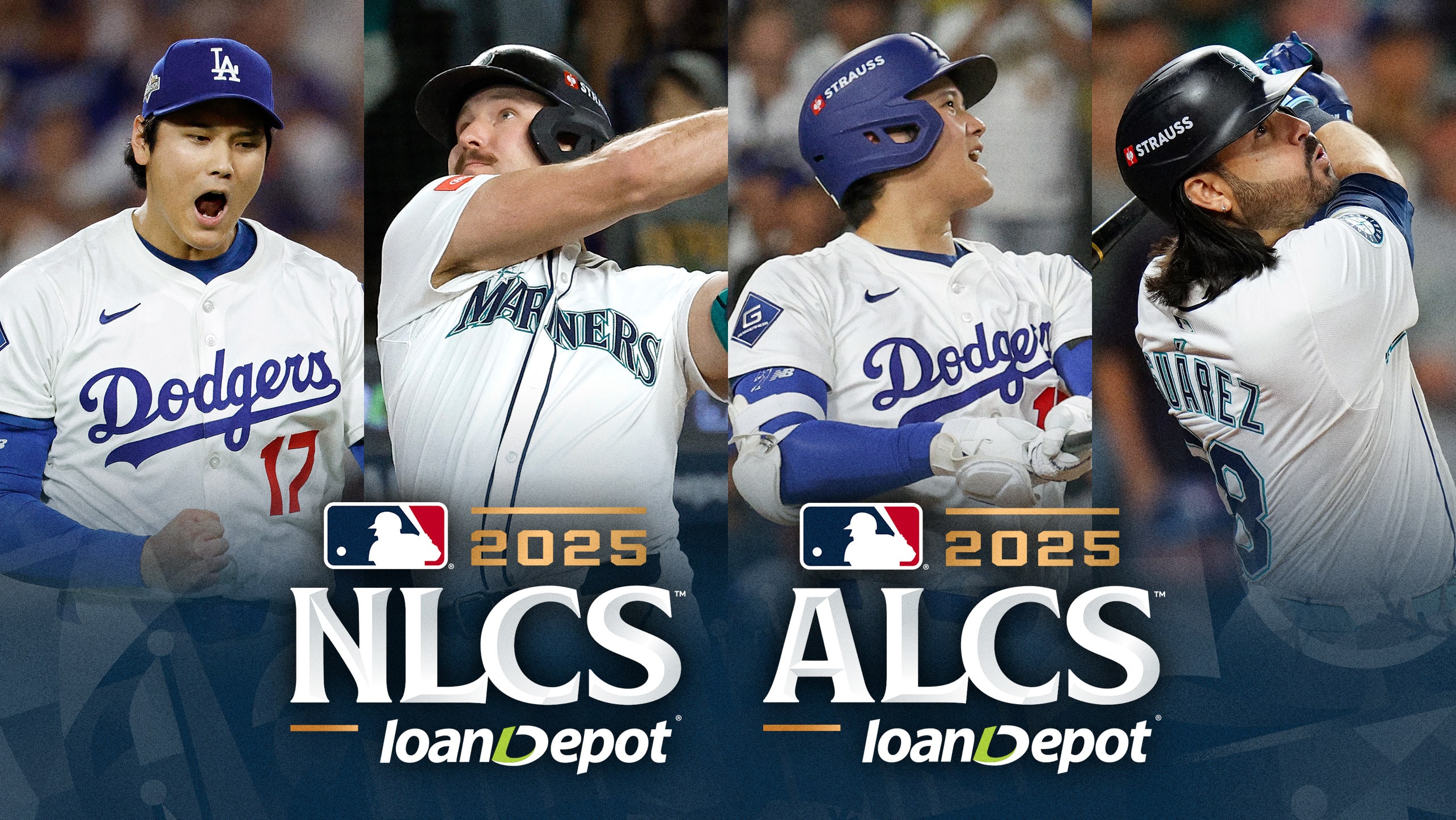 Shohei Ohtani (pitching), Cal Raleigh, Ohtani (hitting) and Eugenio Suárez