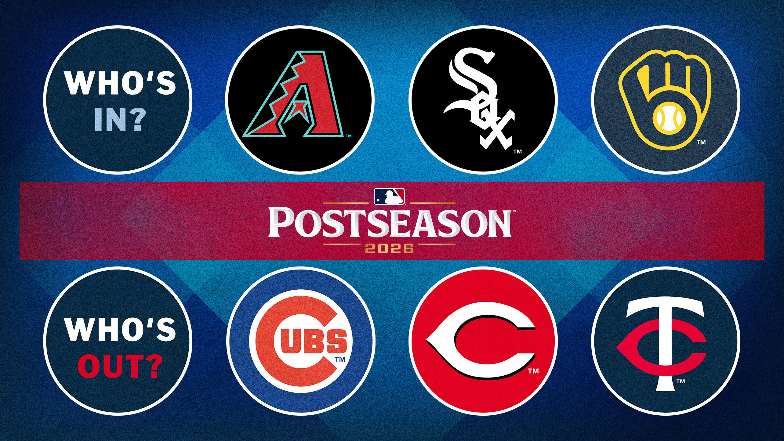 Logos for three teams currently in playoff position and three teams that are not