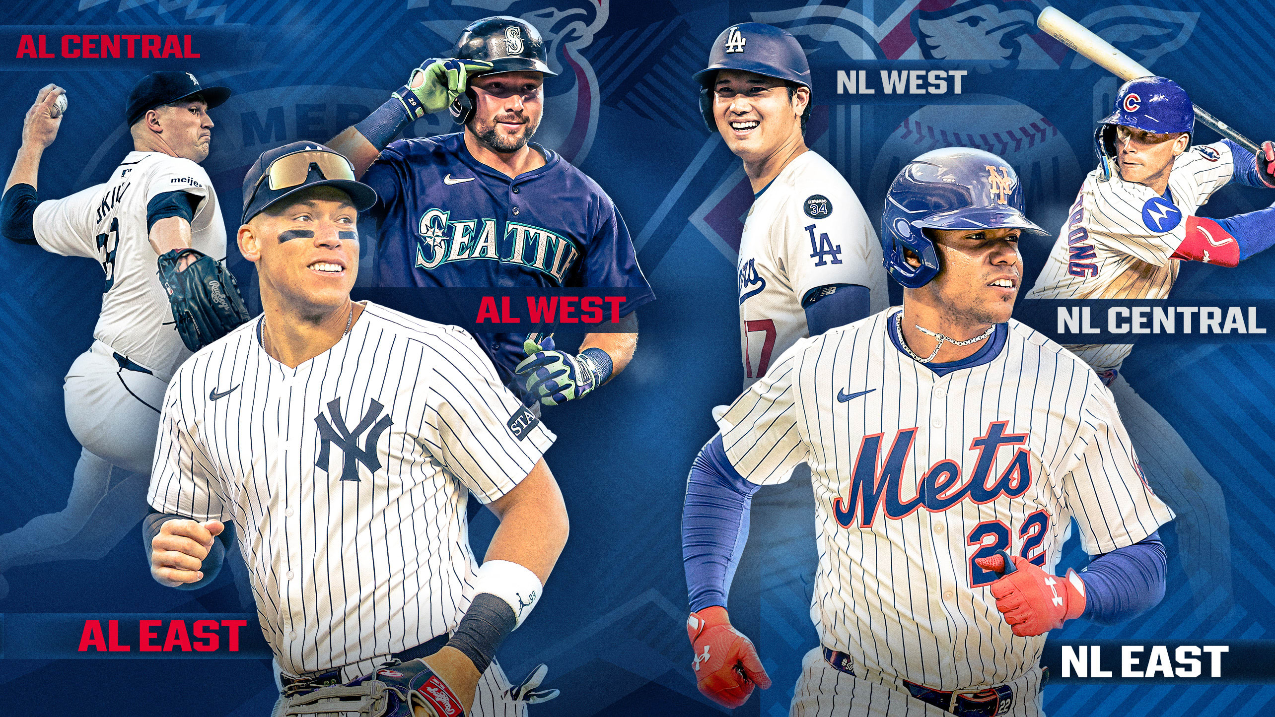 Tarik Skubal, Aaron Judge, Cal Raleigh, Shohei Ohtani, Juan Soto and Pete Crow-Armstrong