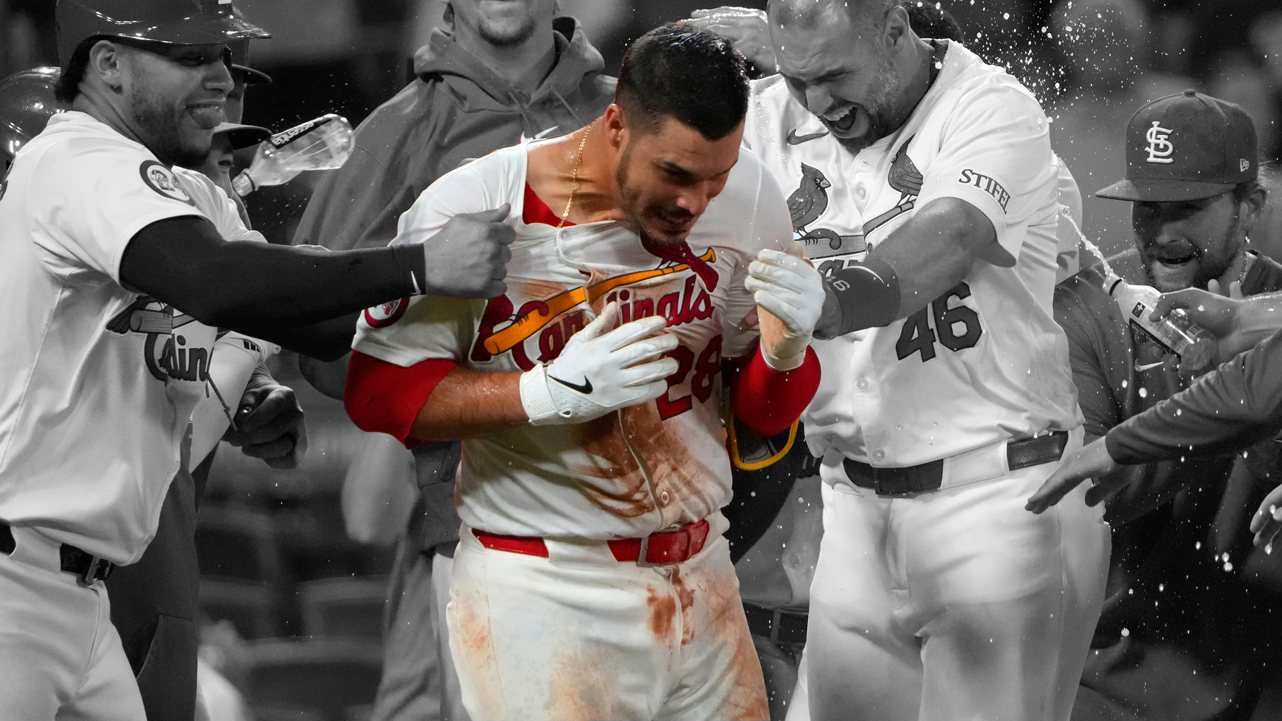 Nolan Arenado is mobbed after his walk-off grand slam