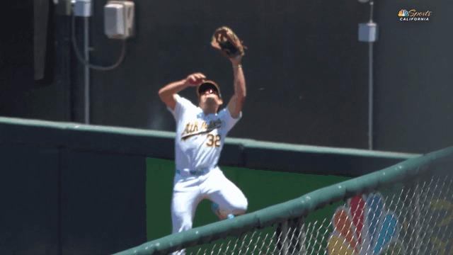 An animated gif of Colby Thomas robbing a home run