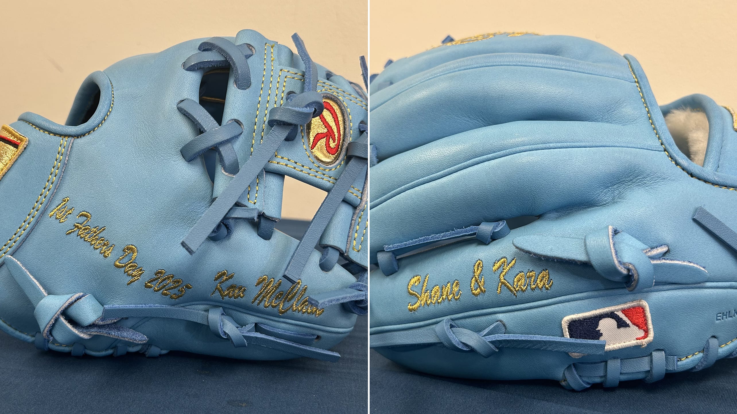 Shane Bieber's gift glove for Father's Day