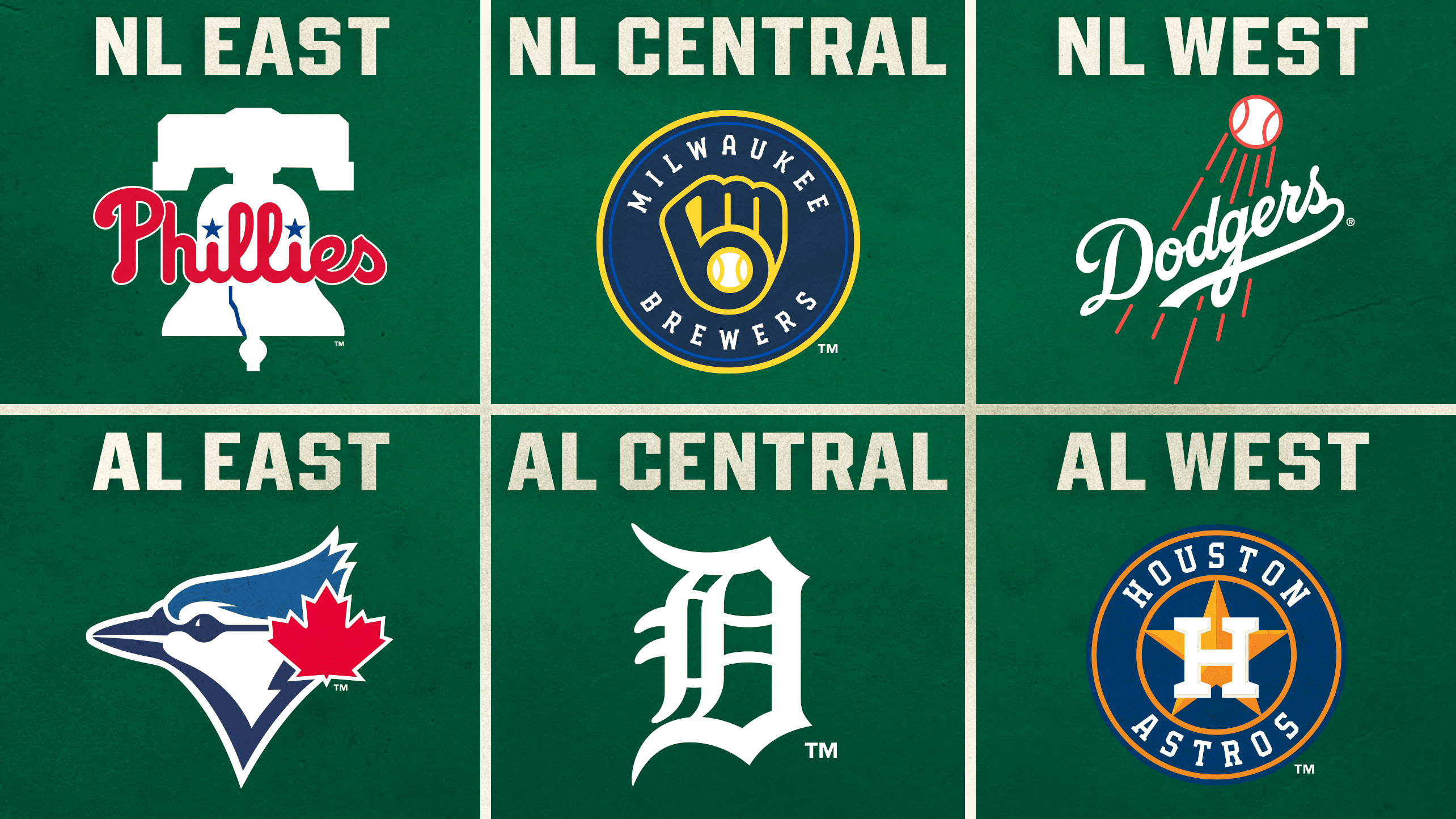 Logos of the six teams currently in first place