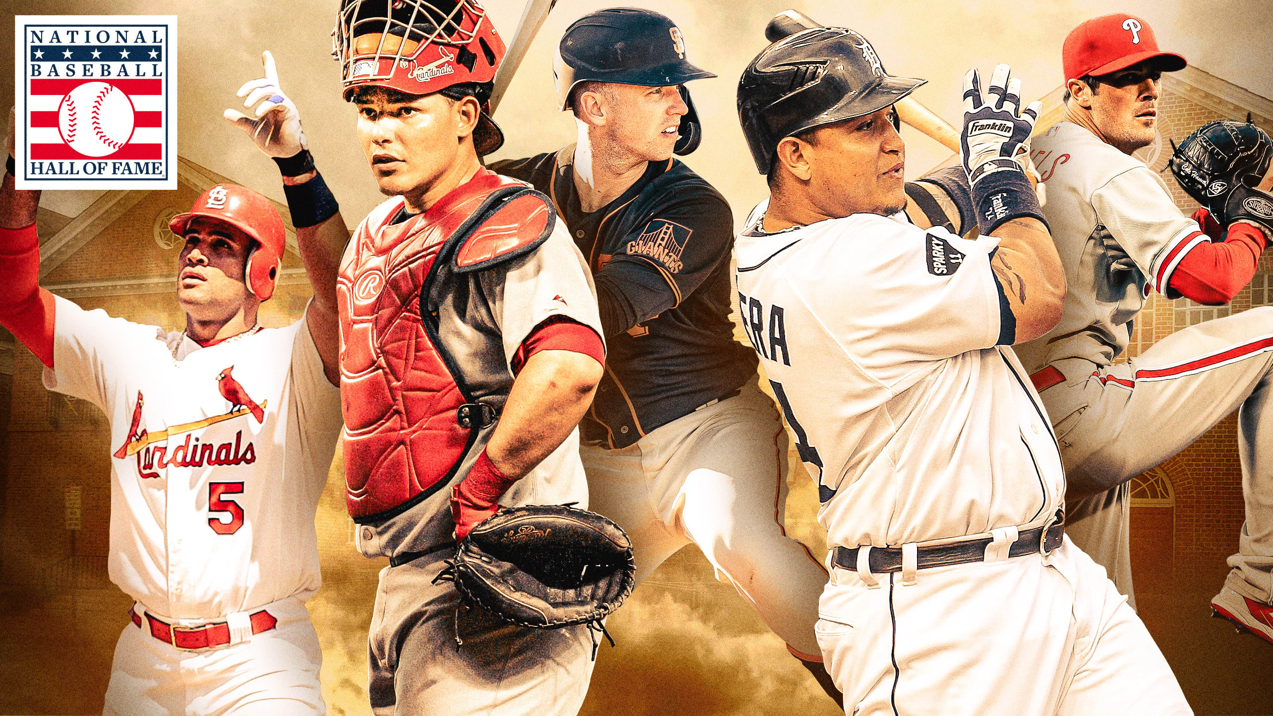Albert Pujols, Yadier Molina, Buster Posey, Miguel Cabrera and Cole Hamels