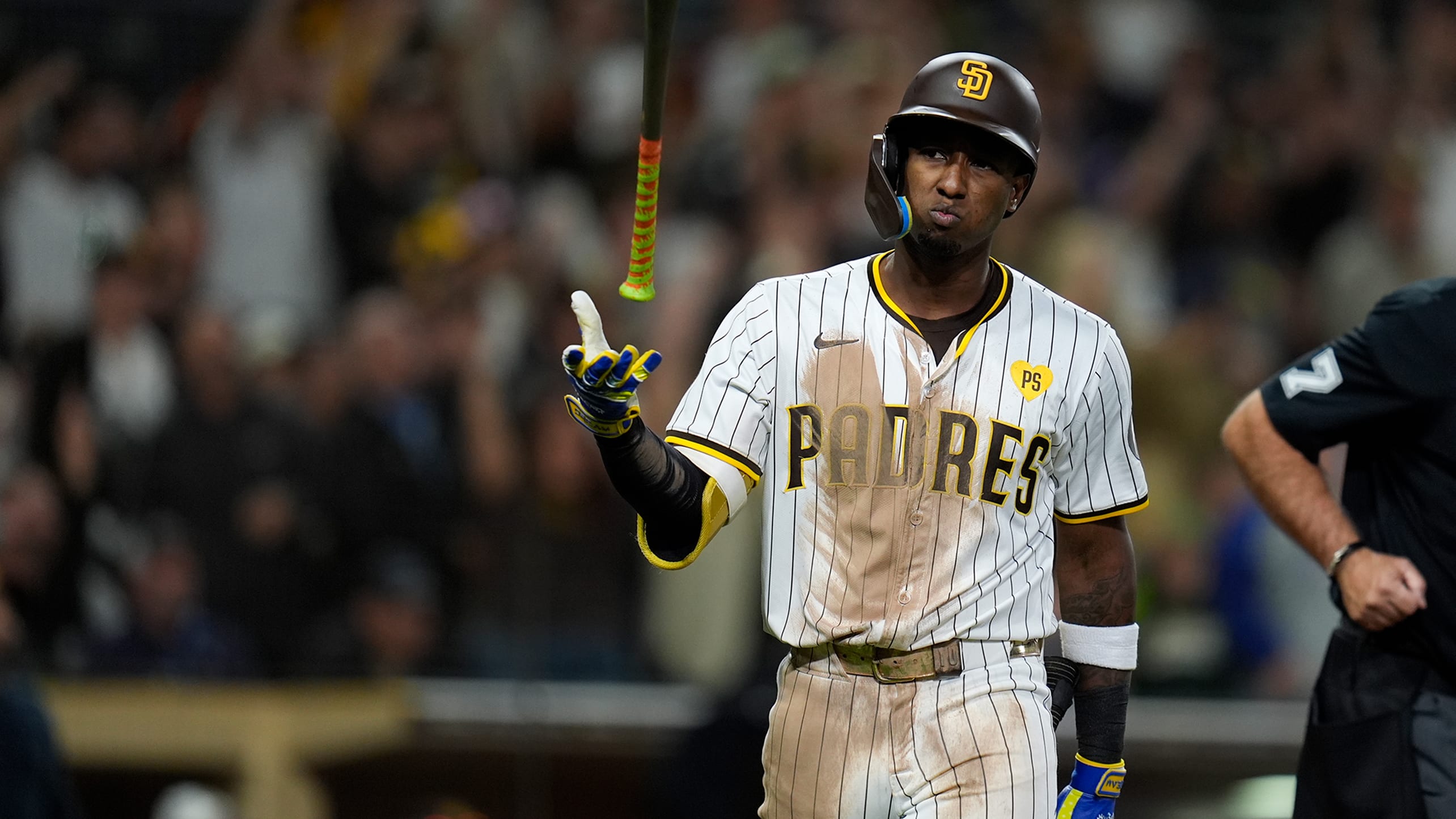 Jurickson Profar casually tosses his bat after hitting a home run