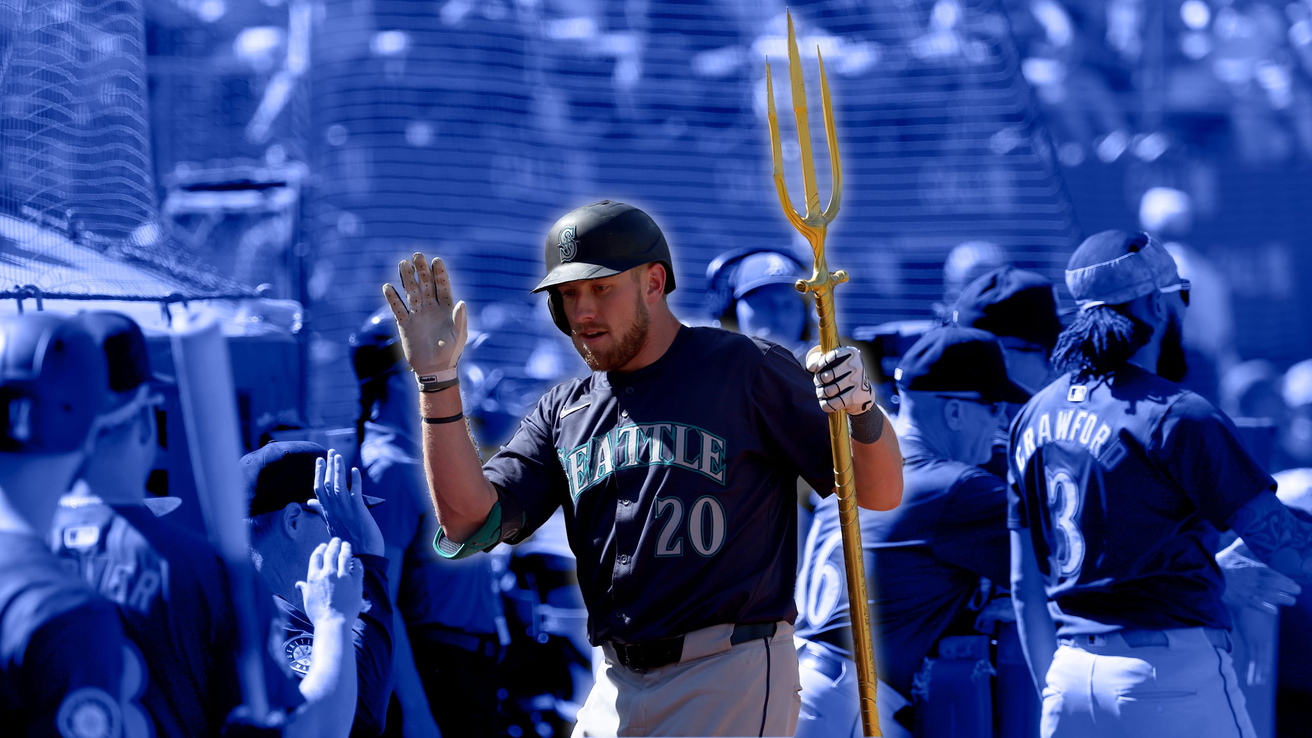 Seattle's Luke Raley toted the Home Run Trident in Oakland