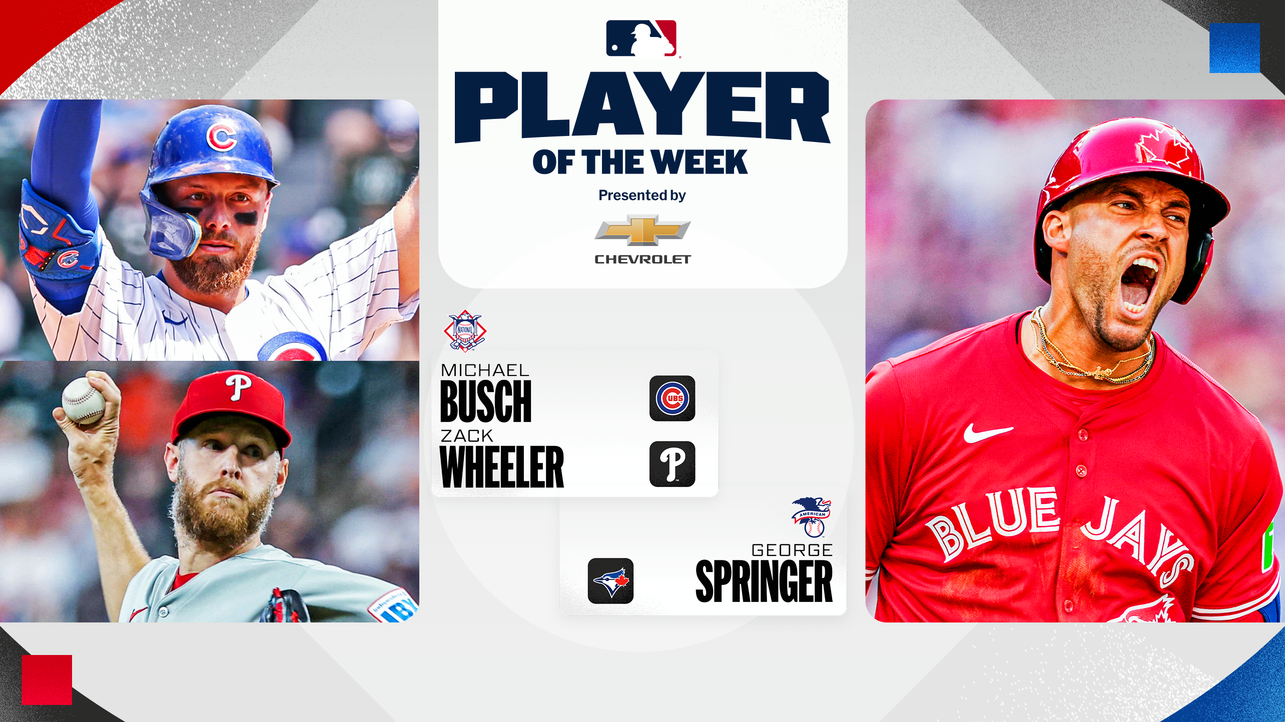 Michael Busch, Zack Wheeler and George Springer