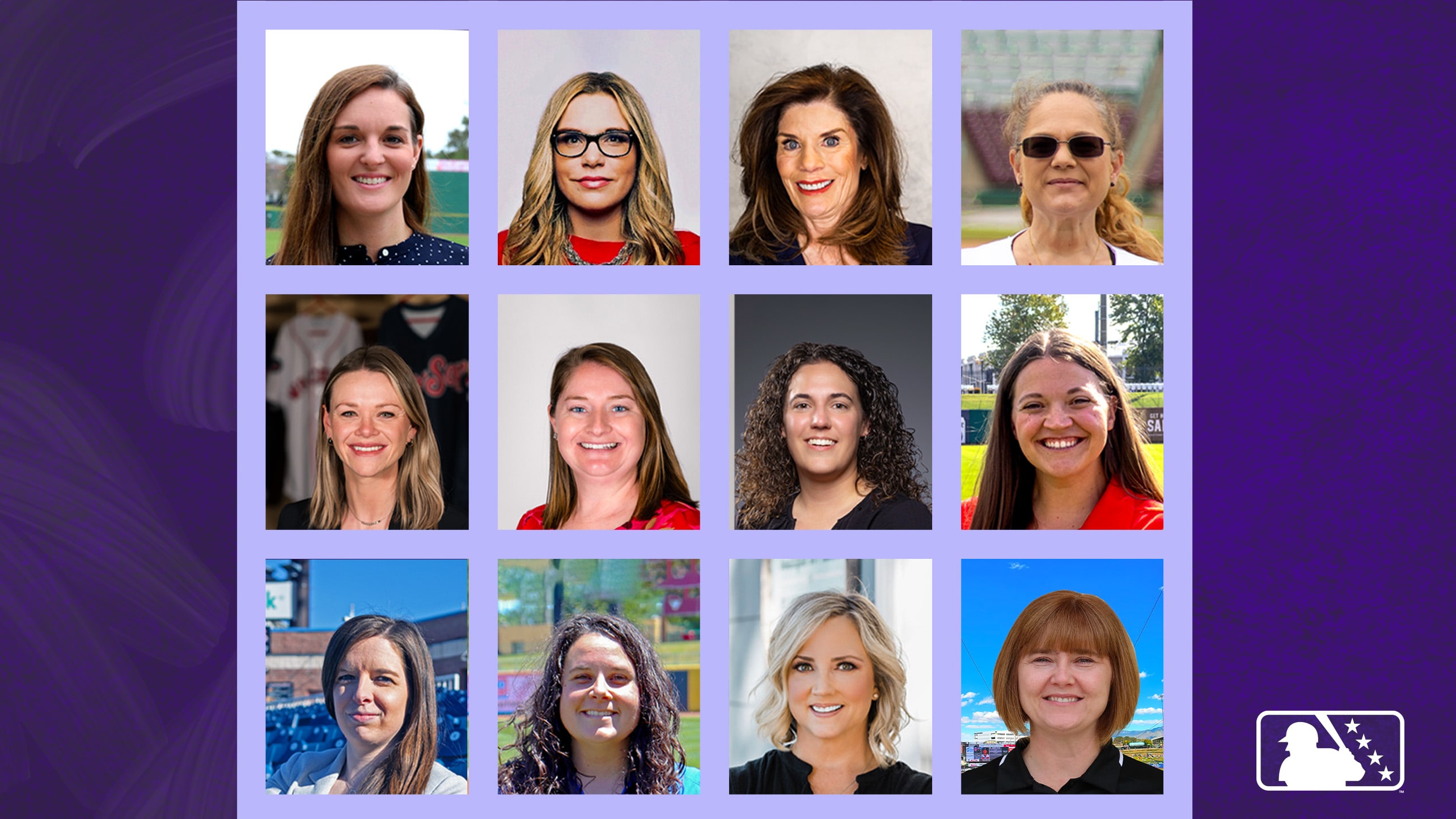A montage of 12 women who are Minor League general managers