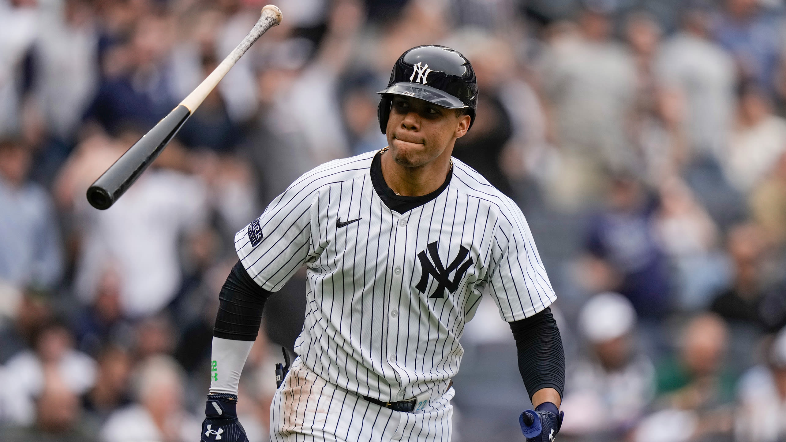 Juan Soto flips his bat after hitting a home run