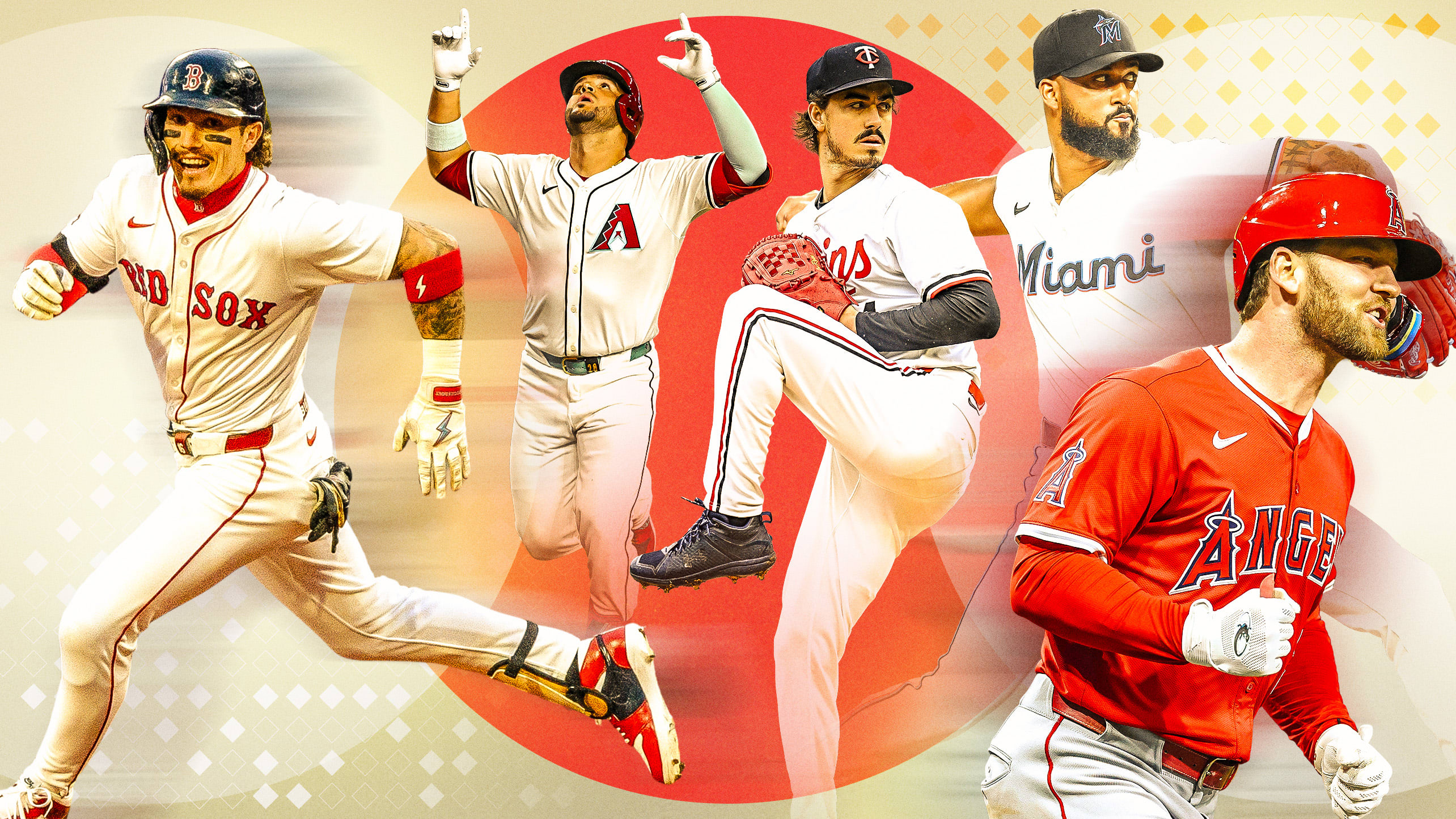 Jarren Duran, Eugenio Suárez, Joe Ryan, Sandy Alcantara and Taylor Ward