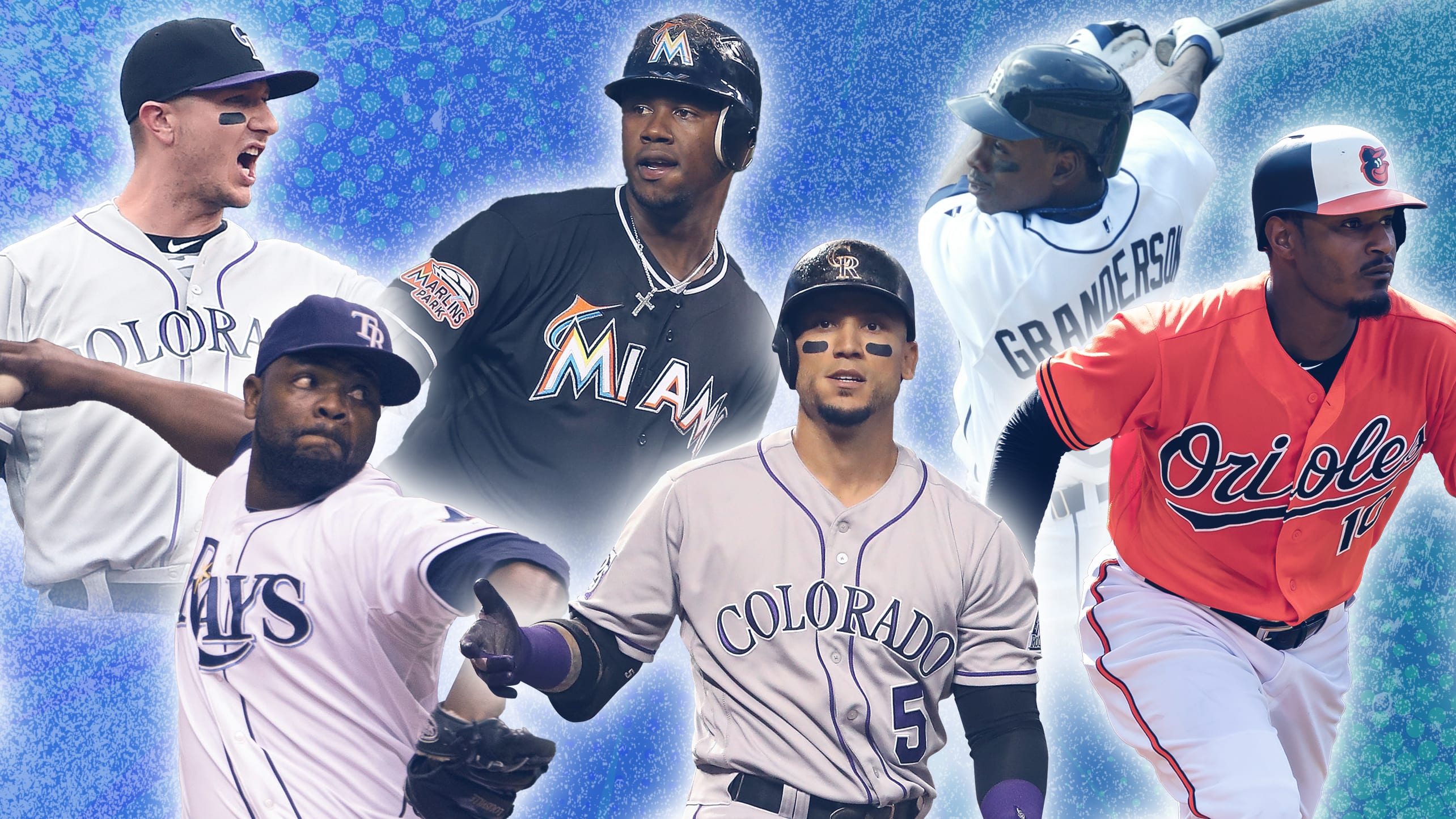 Troy Tulowitzki, Fernando Rodney, Hanley Ramirez, Carlos González, Curtis Granderson and Adam Jones