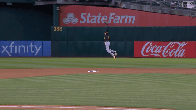 Jared Triolo tips the ball to himself for an acrobatic catch