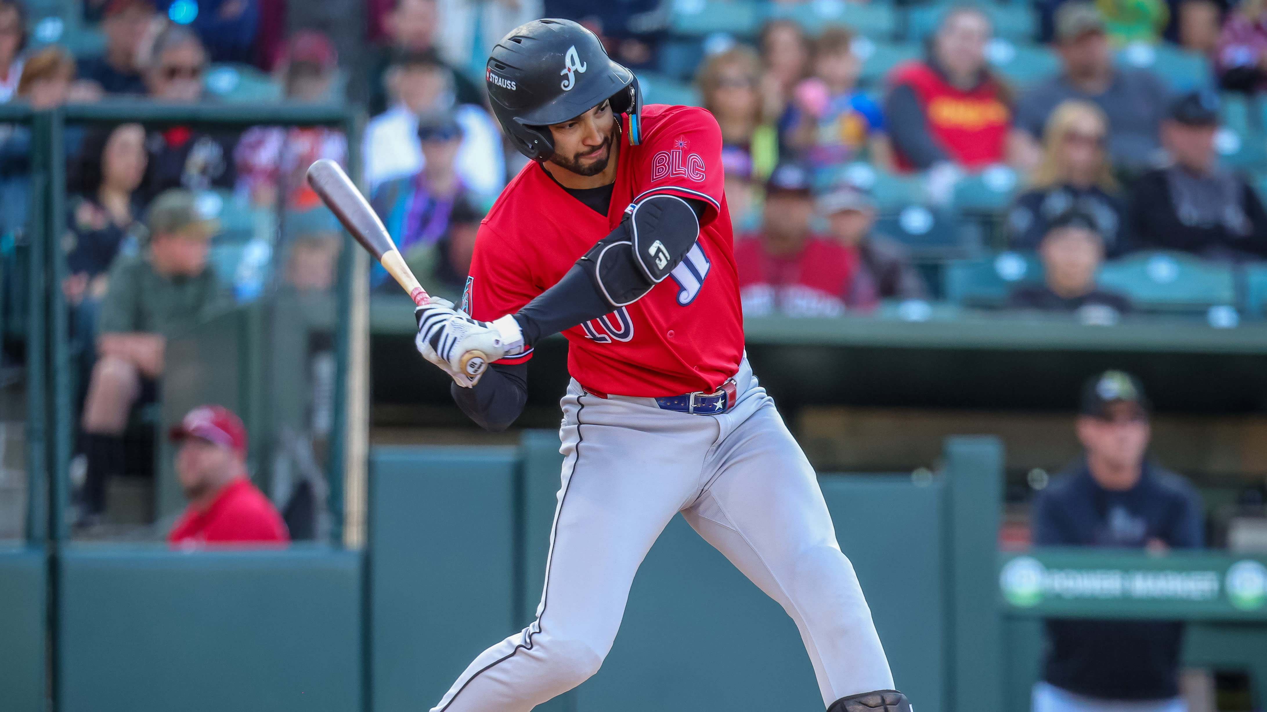Jordan Lawlar takes a swing for Triple-A Reno
