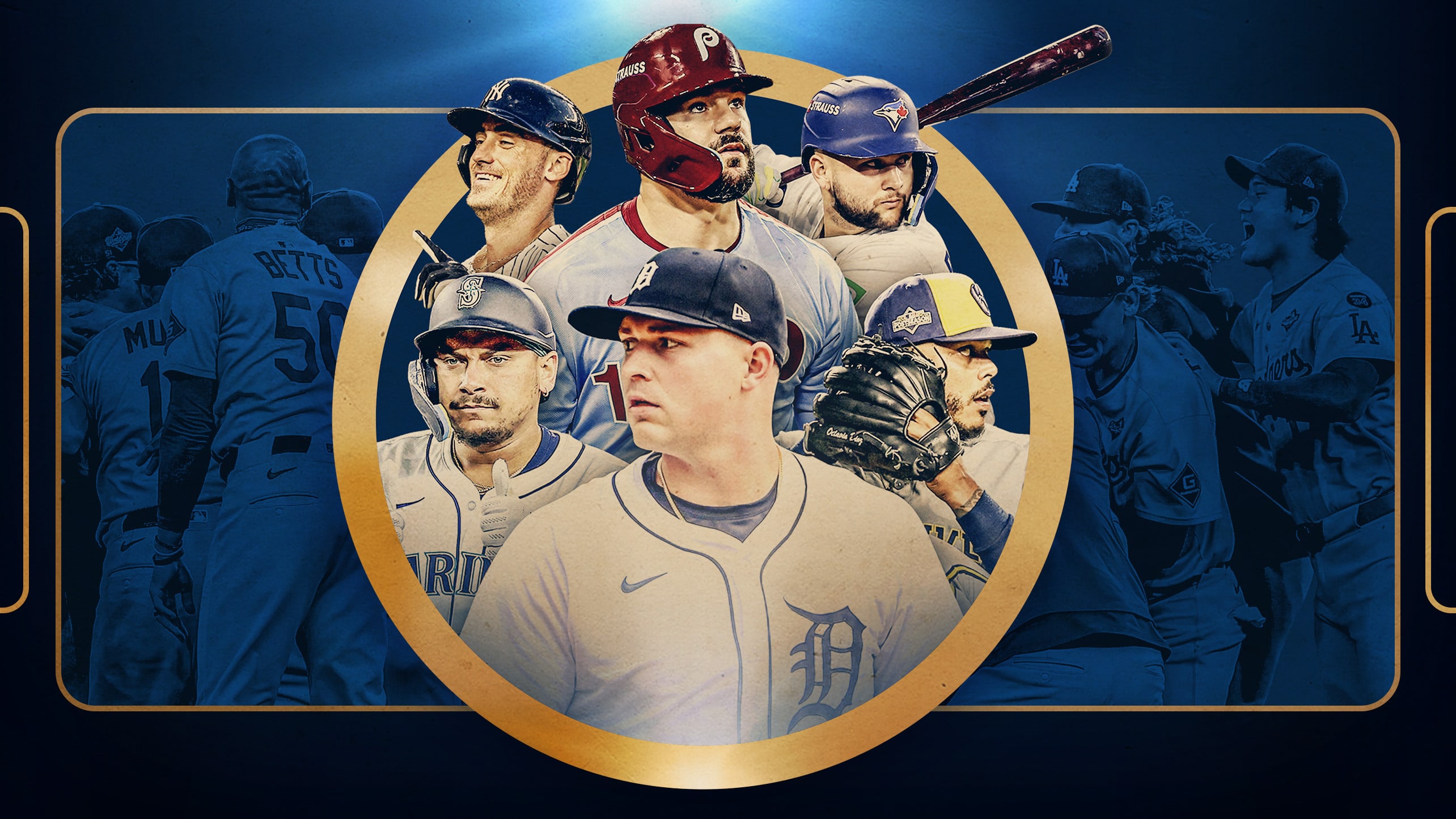 Cody Bellinger, Kyle Schwarber, Bo Bichette, Josh Naylor, Tarik Skubal and Freddy Peralta