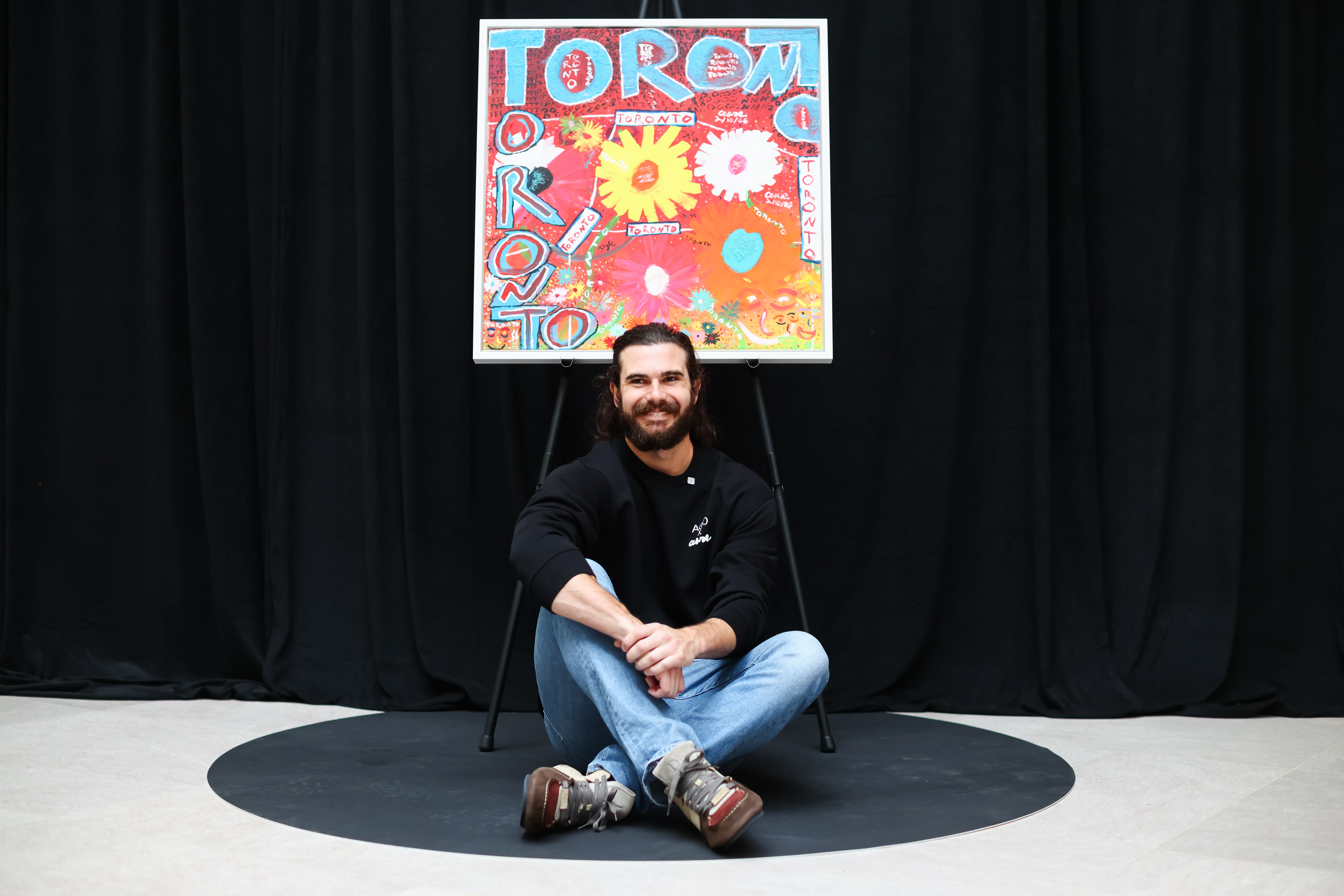Dylan Cease with his 'Eve of Toronto' painting