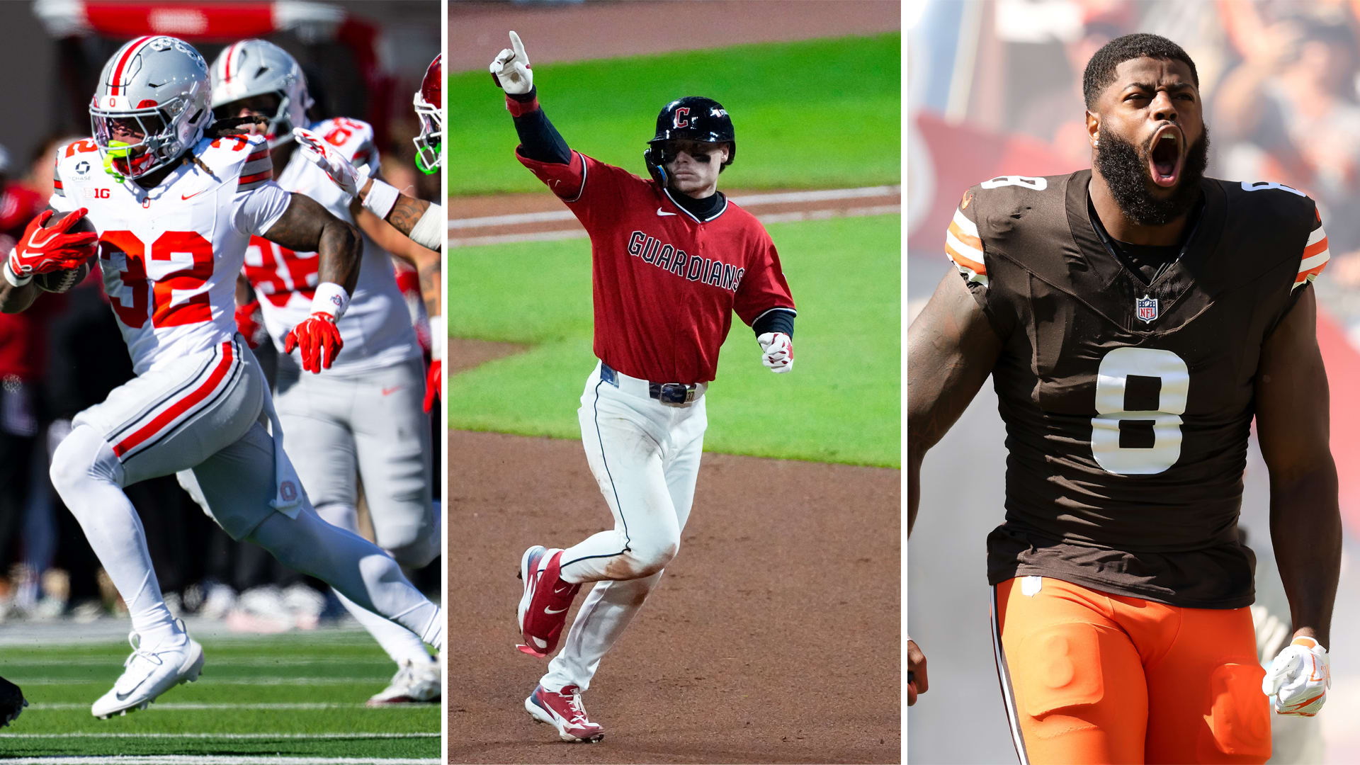 Ohio State running back Isaiah West, the Guardians' Travis Bazzana and Cleveland Browns defensive lineman Jared Verse
