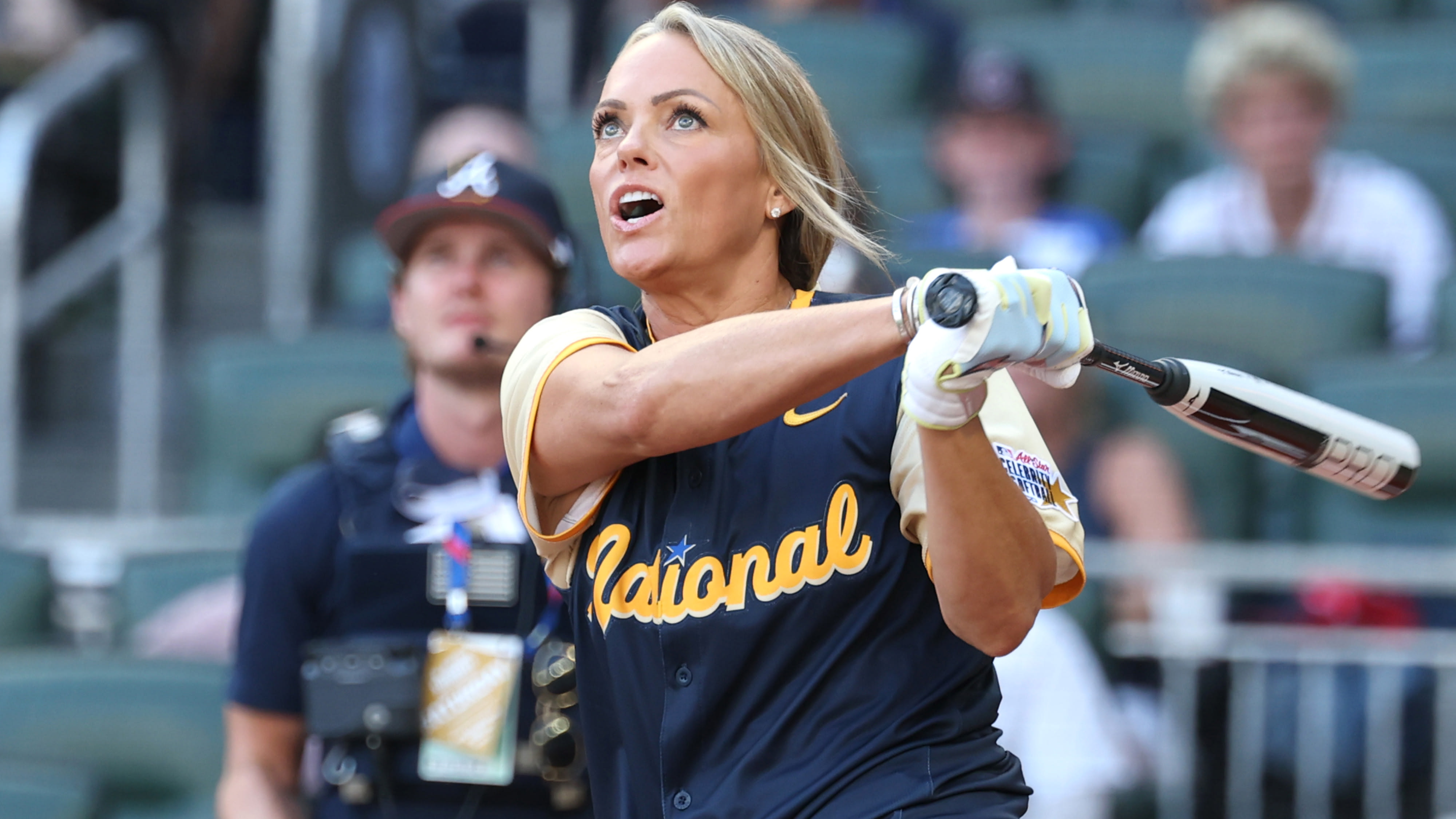Jennie Finch bats in the All-Star Celebrity Softball Game