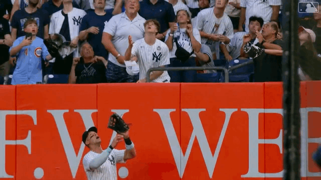 An animated gif of Aaron Judge robbing a home run