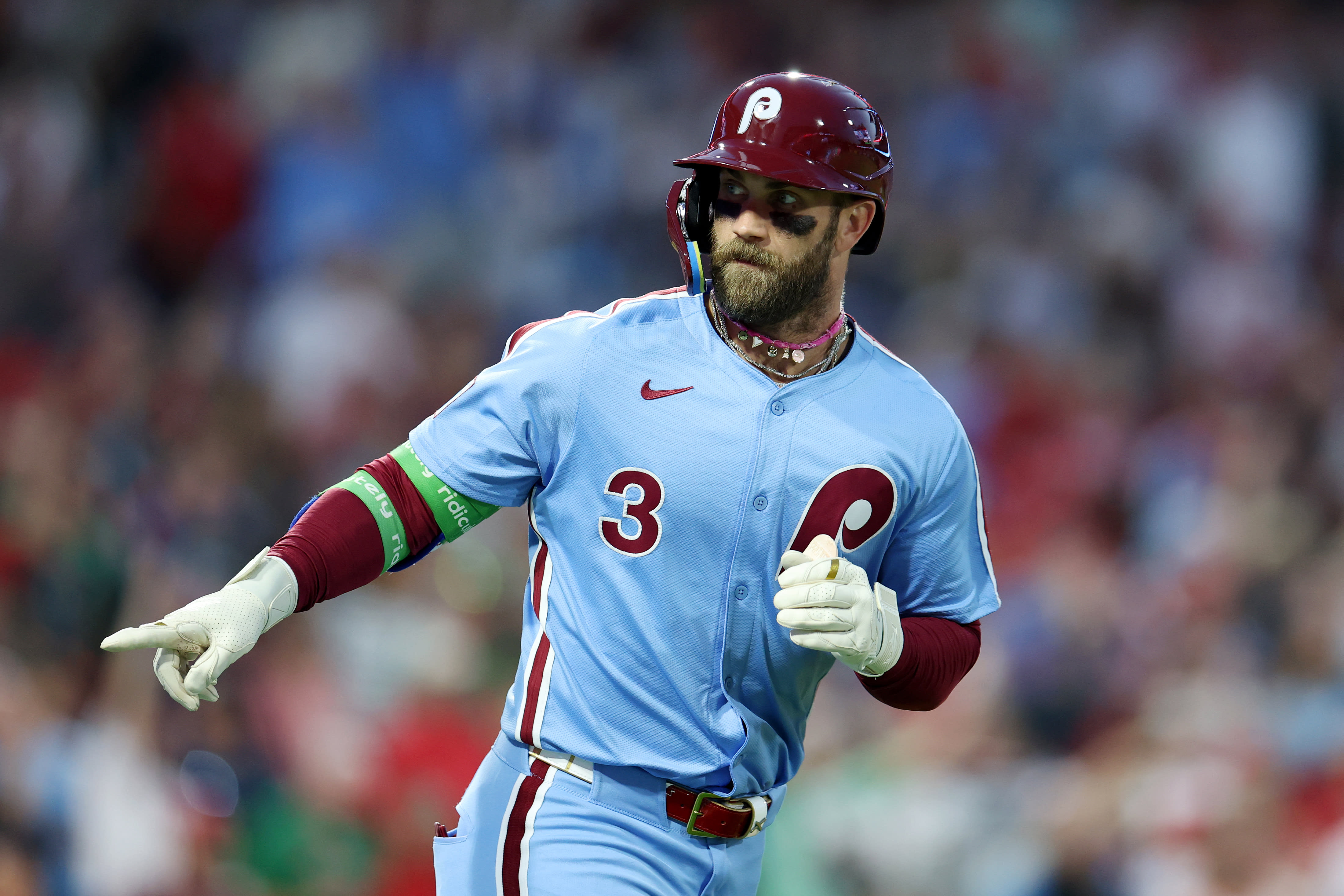 Bryce Harper in the Phillies' powder blue uniform